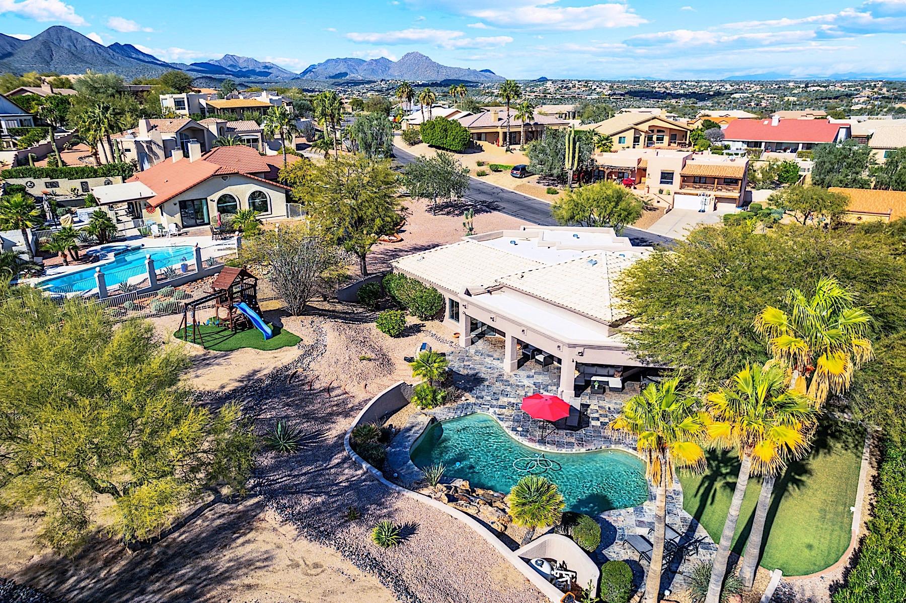 The area is surrounded by gorgeous Sonoran mountain views.