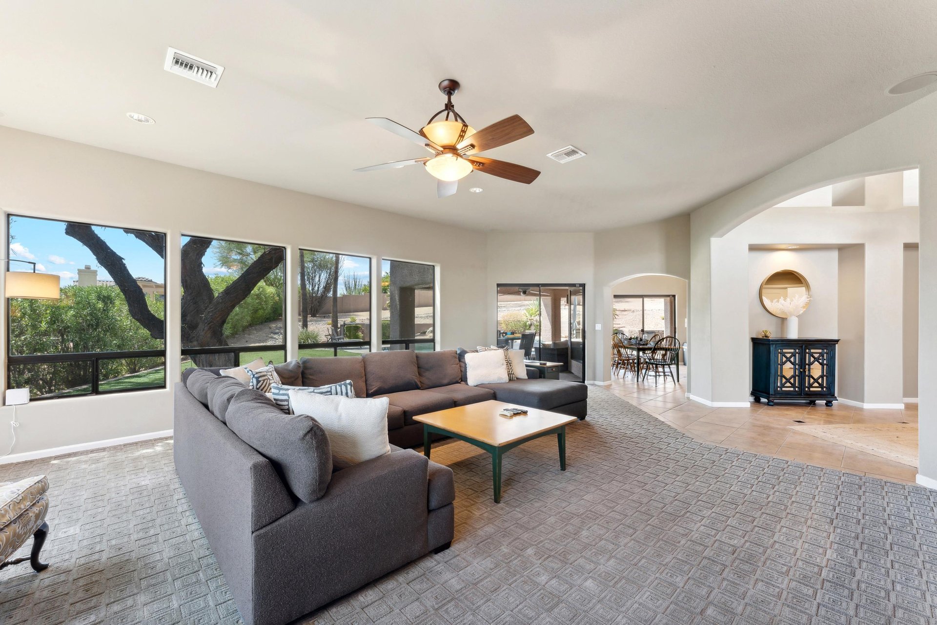 Large Living Space  Tinted windows to reduce sun glare