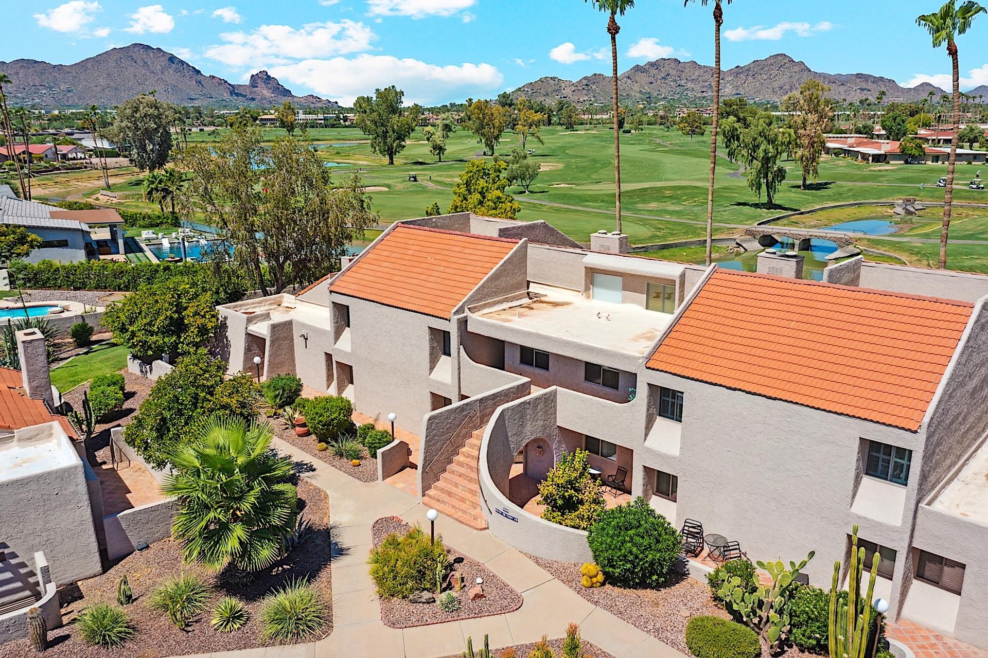 Aerial view of the building