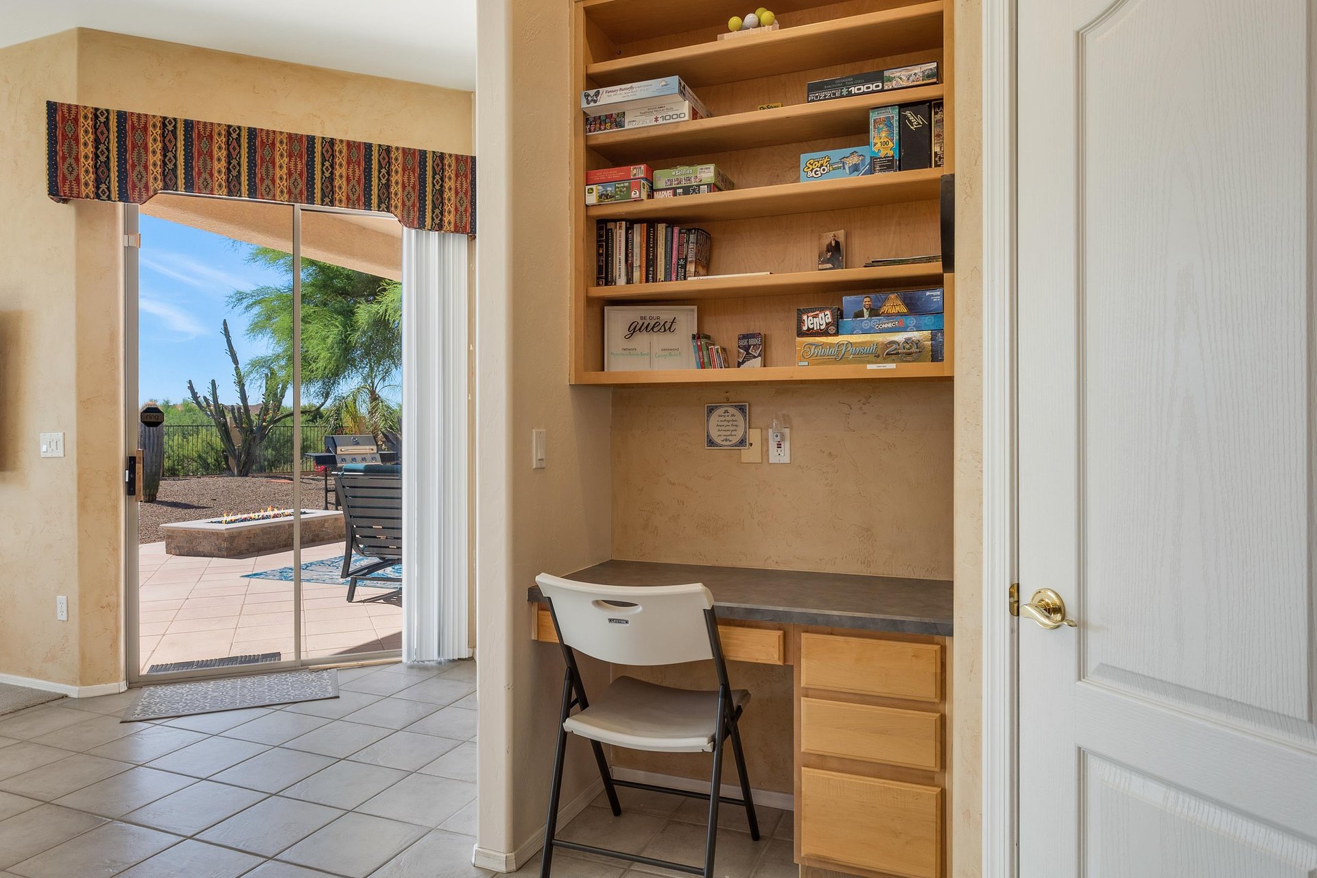 Built in desk at kitchen