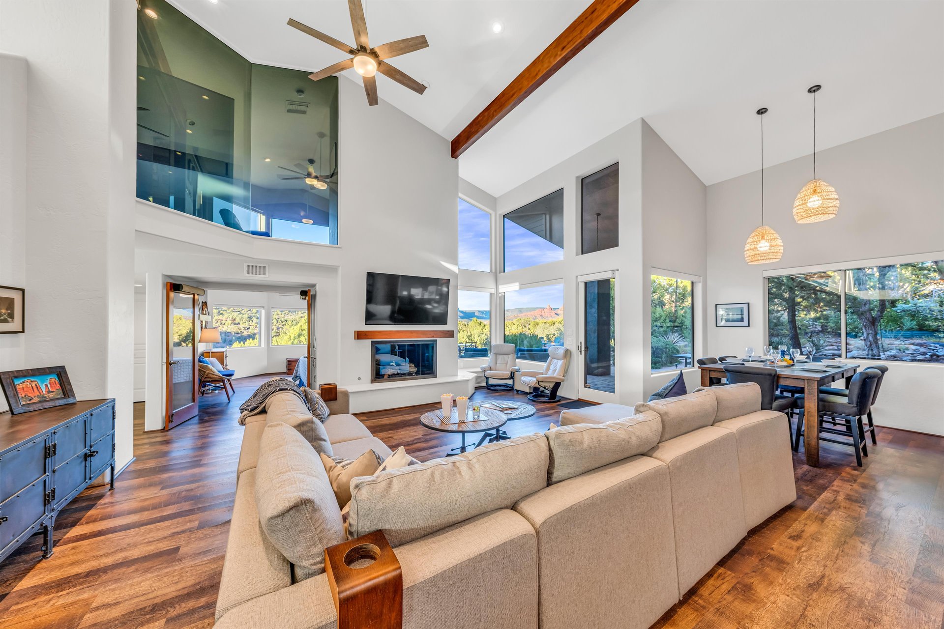 Huge Living Room With Cozy Fireplace