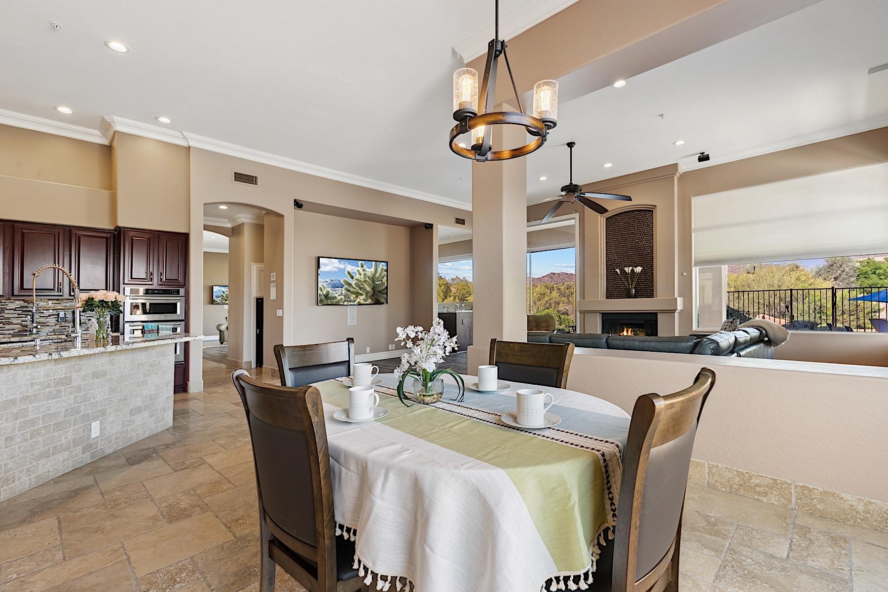 Breakfast table looking into kitchen