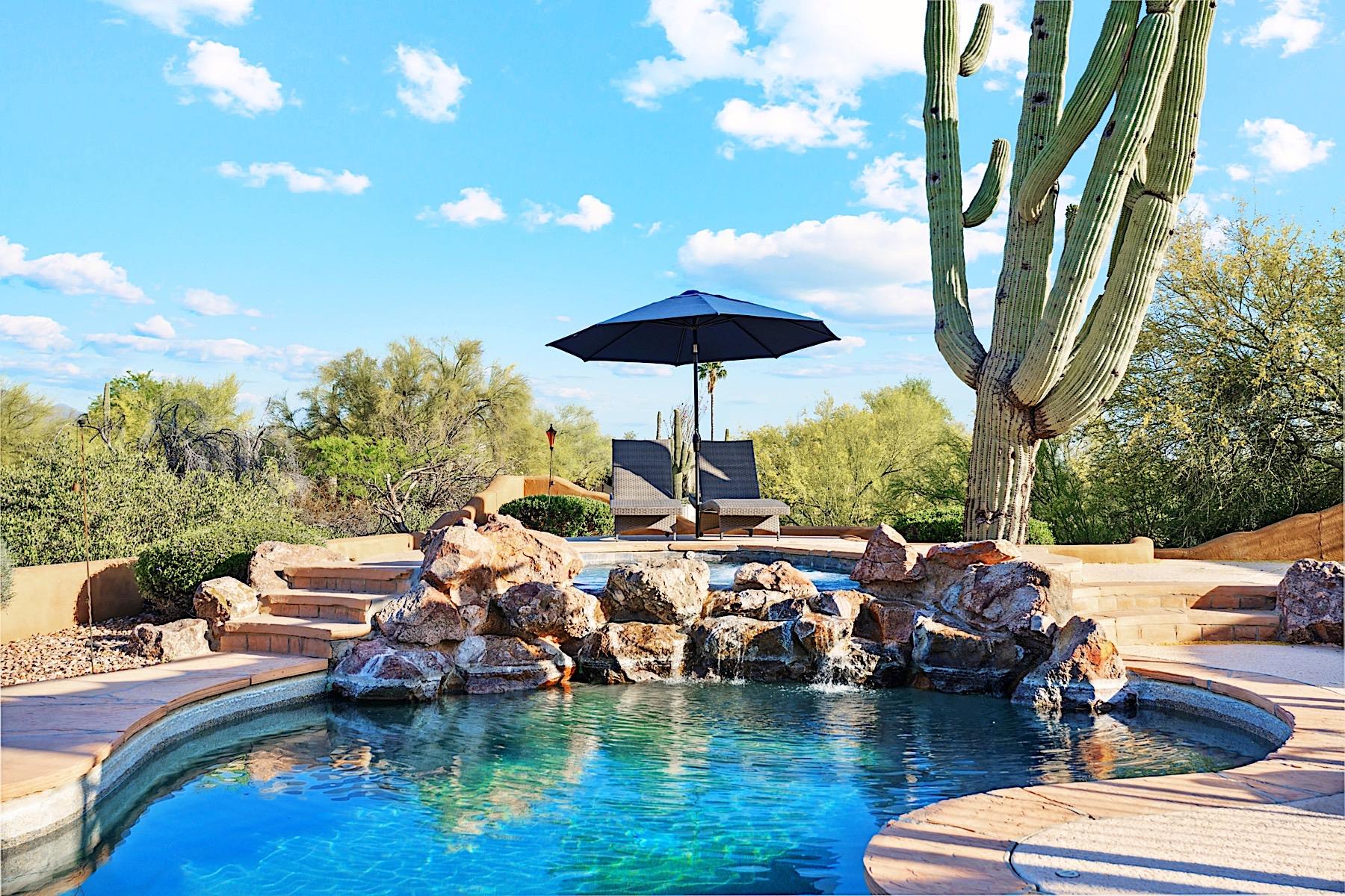 Hot Tub Waterfall runs into pool