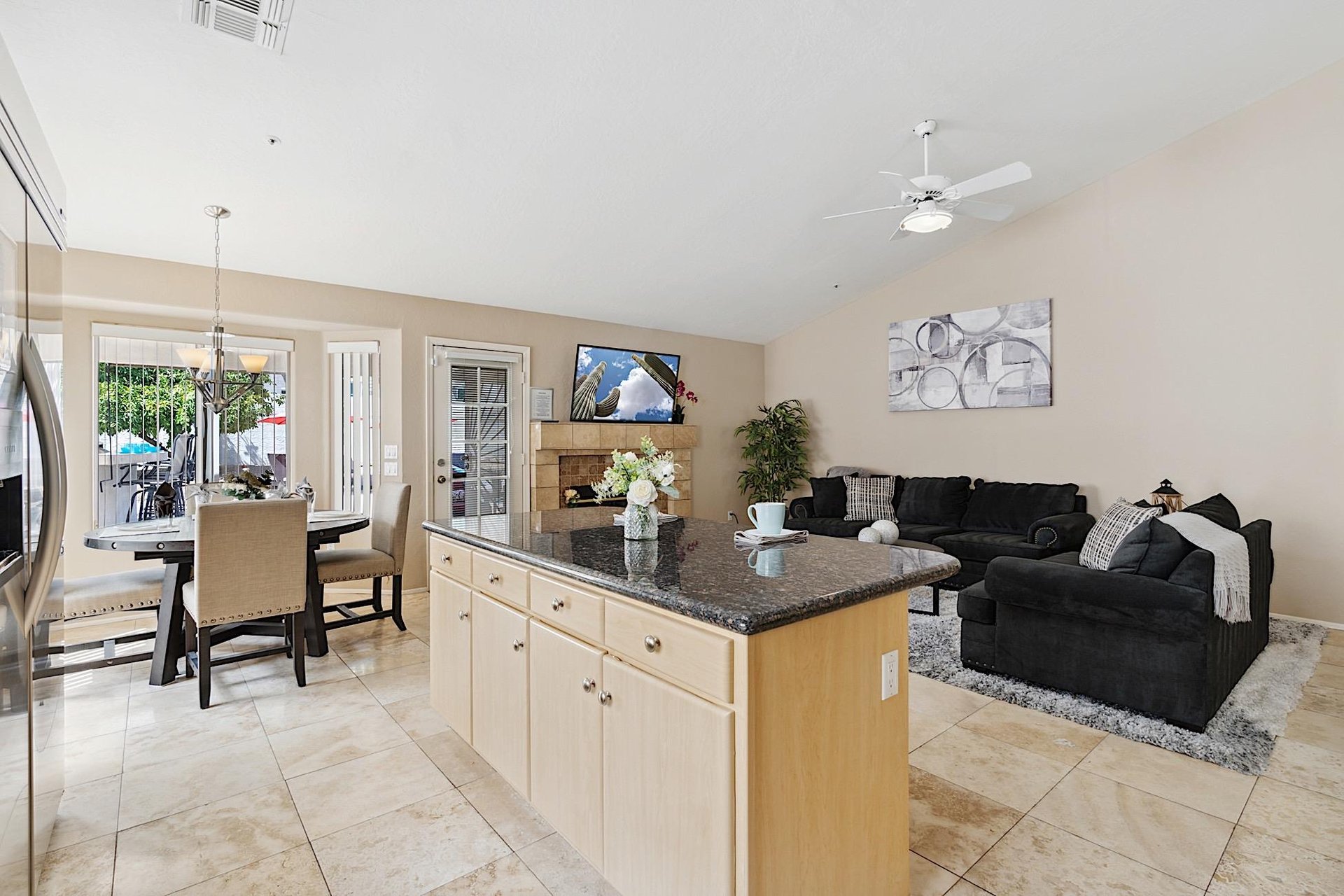 Large kitchen island  breakfast bar w 2 counter stools