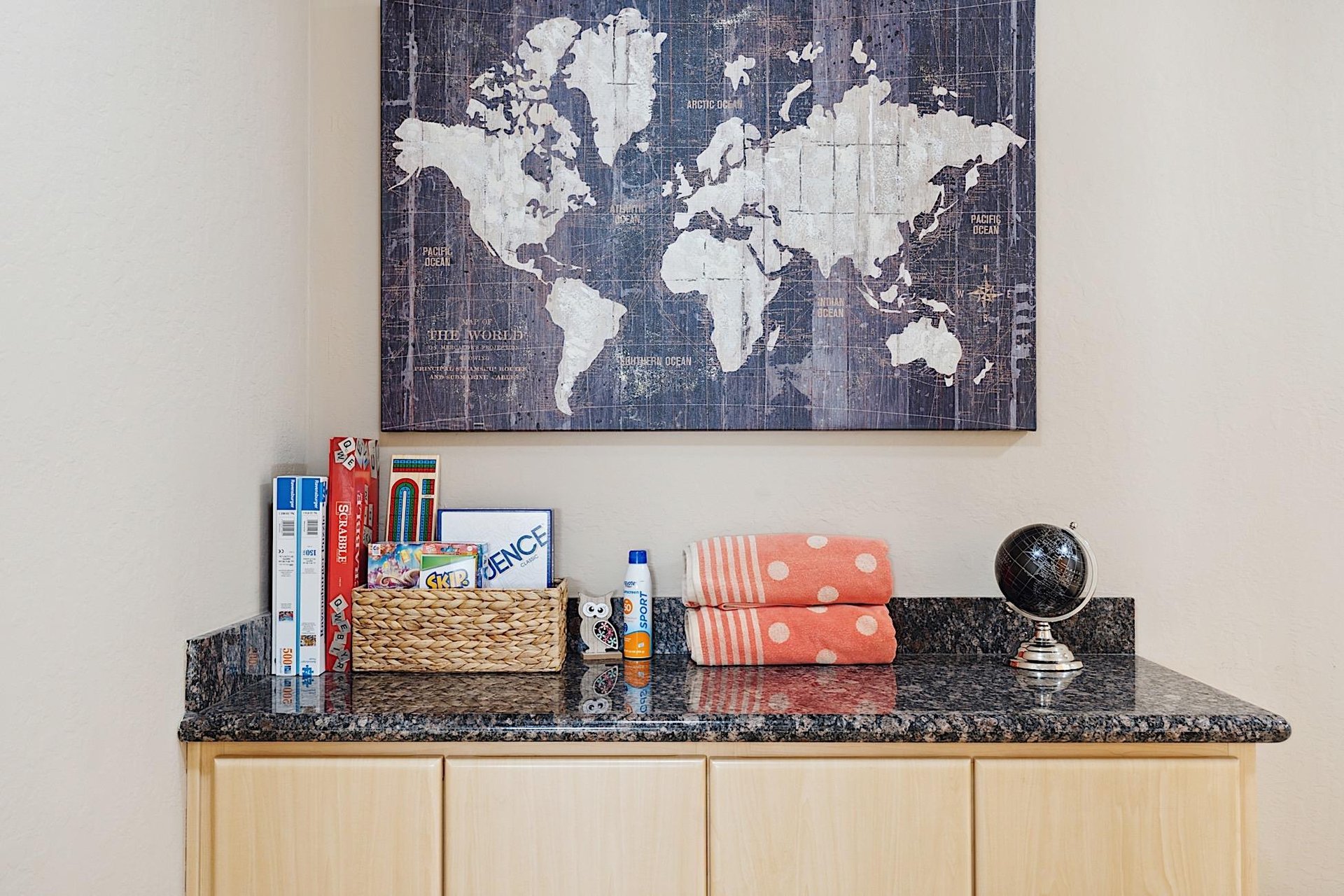 Hallway linen and towel storage cabinet