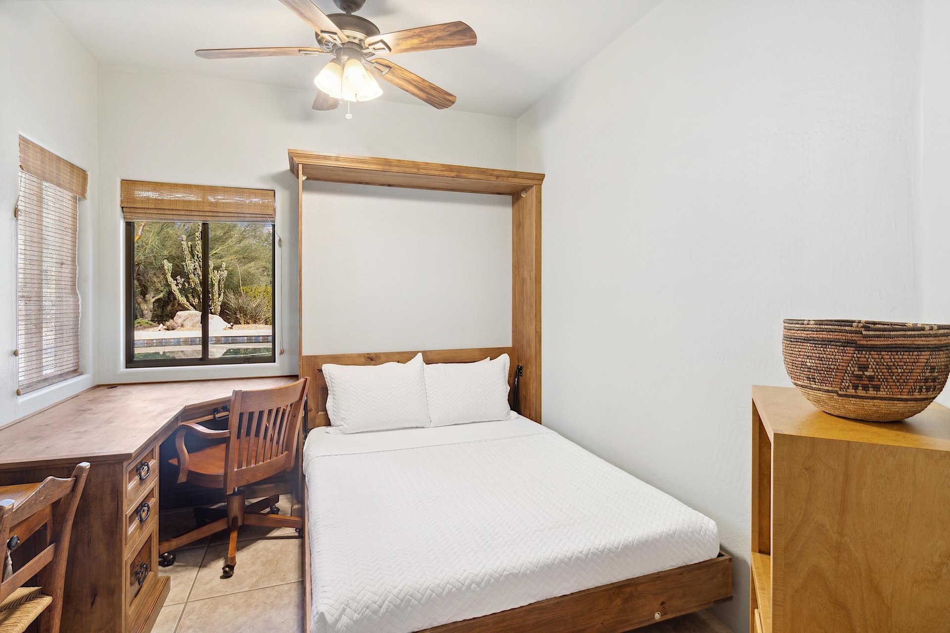 Third Bedroom  Office  Queensized murphy bed that folds up into the wall.