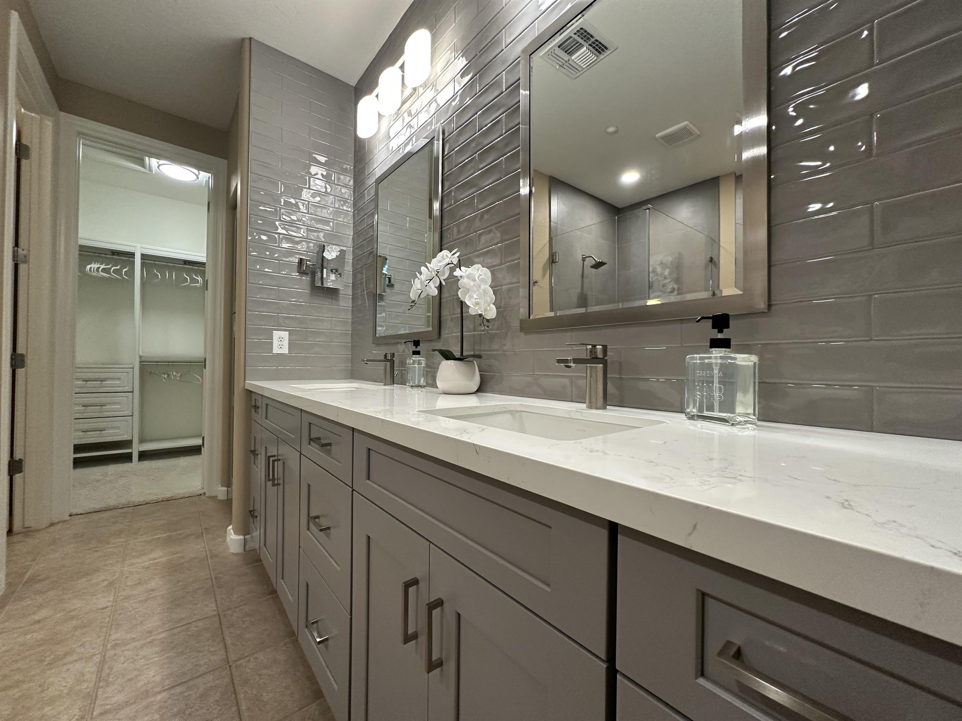Lots of counter space in Master bathroom.