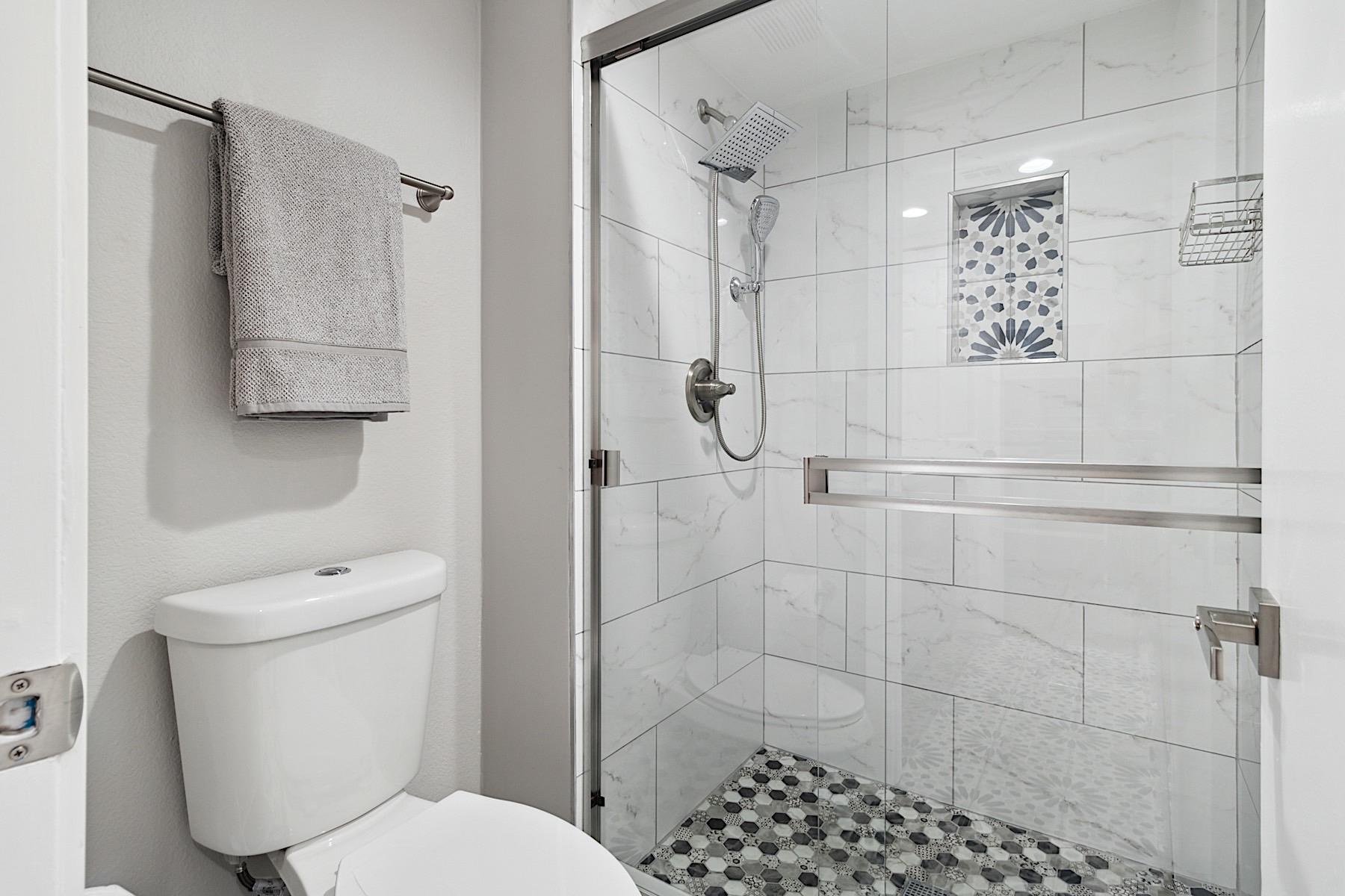 Walkin shower in master bathroom.