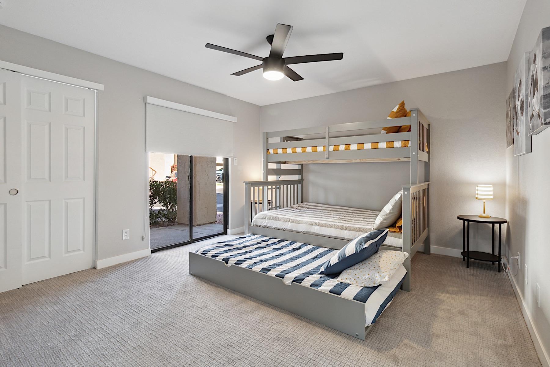 Second bedroom bunk bed. Twin over full bed with pullout twin size trundle at the bottom.