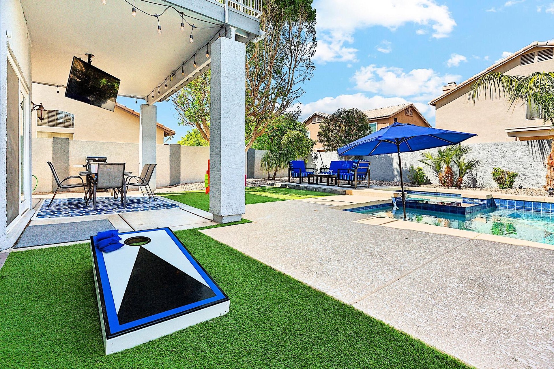 Outdoor TV facing the pool