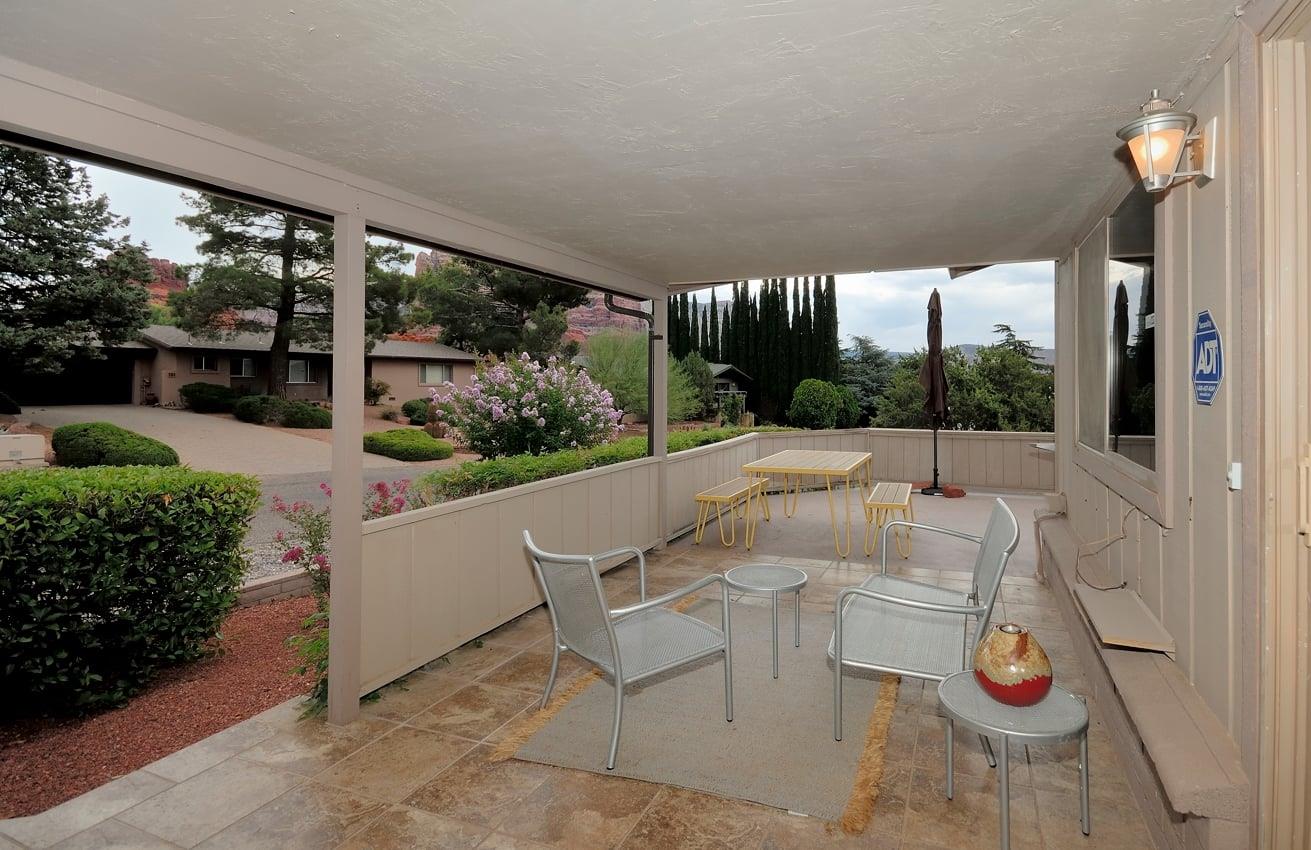 Covered patio with seating