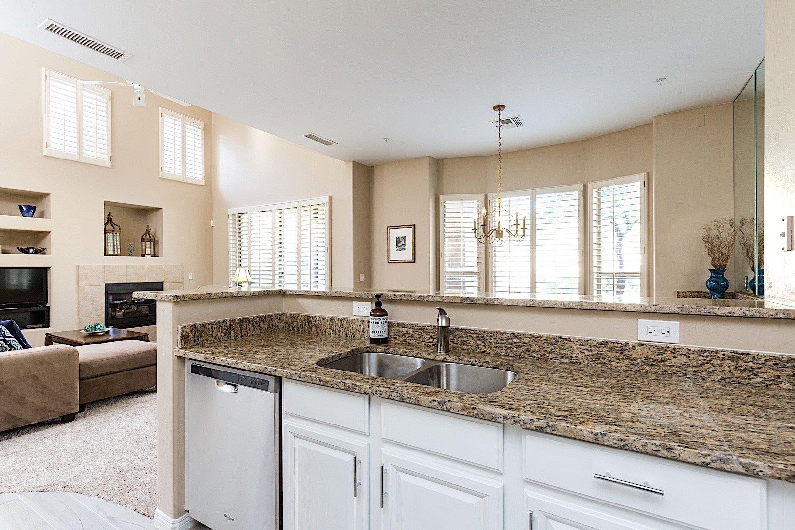 Kitchen view into the living room