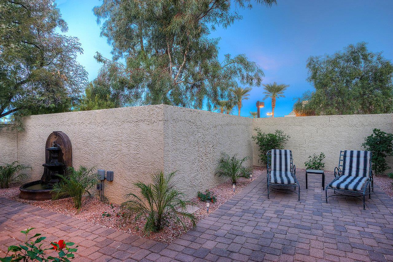 Open space with chaise loungers
Fountain has been removed