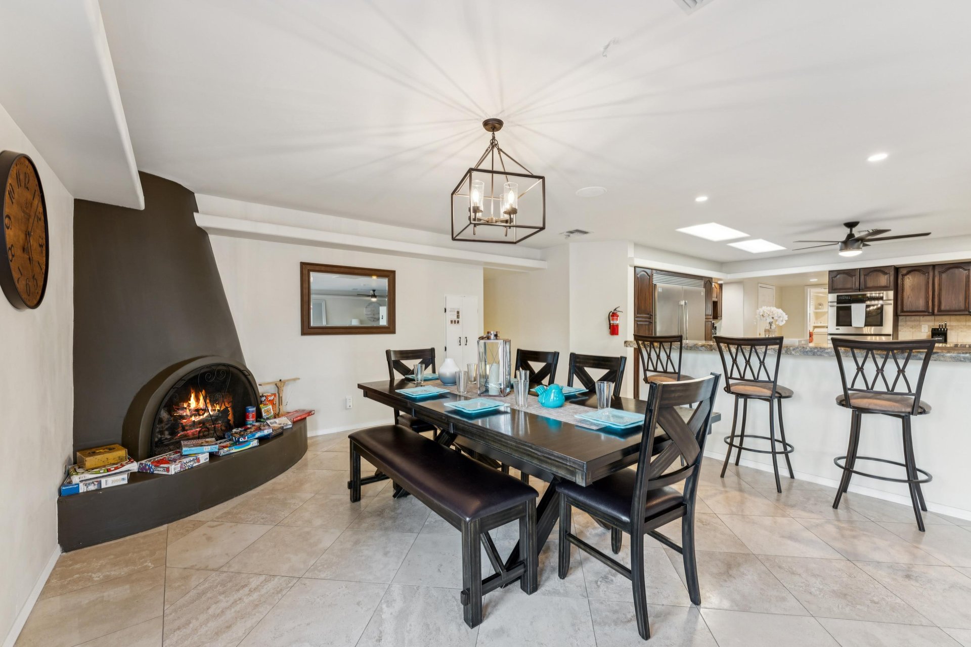 The owners thought of everything when they stocked the home full of board games and other exciting features to explore