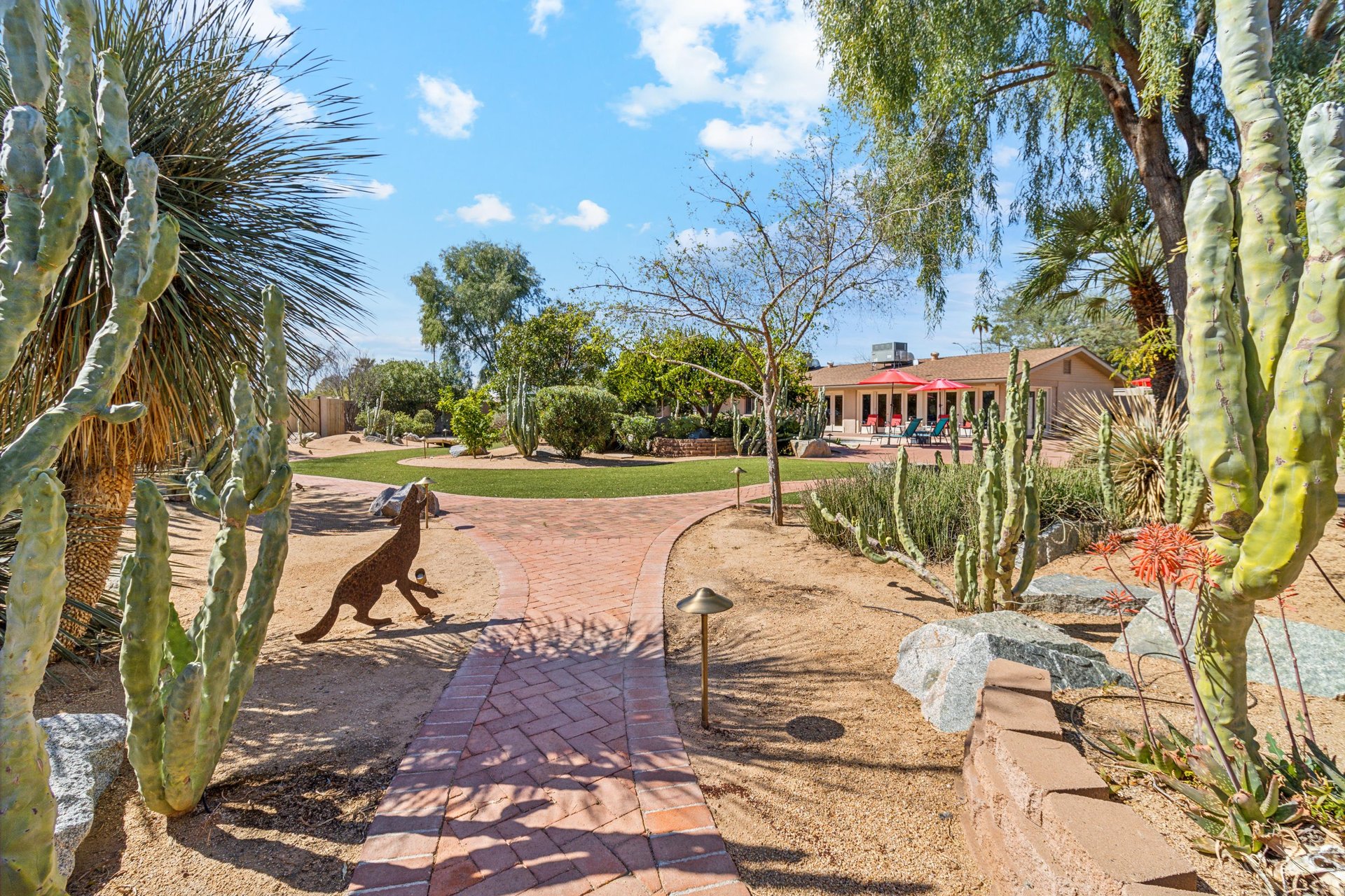 Beautiful landscaping and metal art