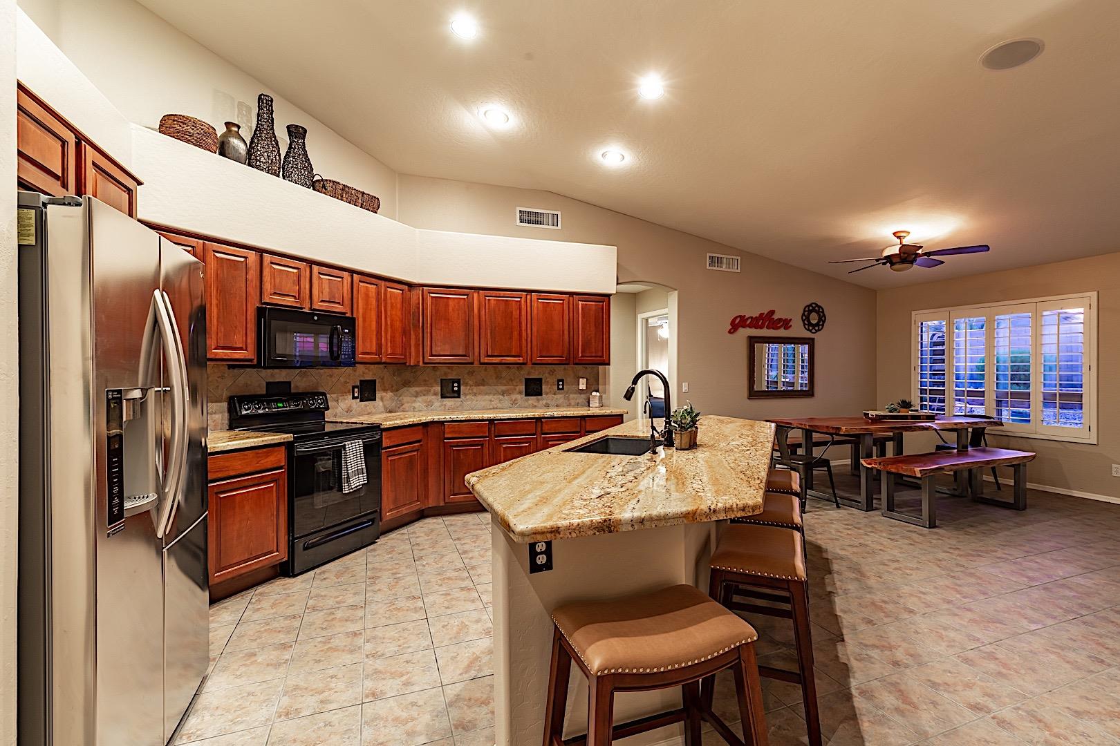 Breakfast bar with barstools for a quick snack