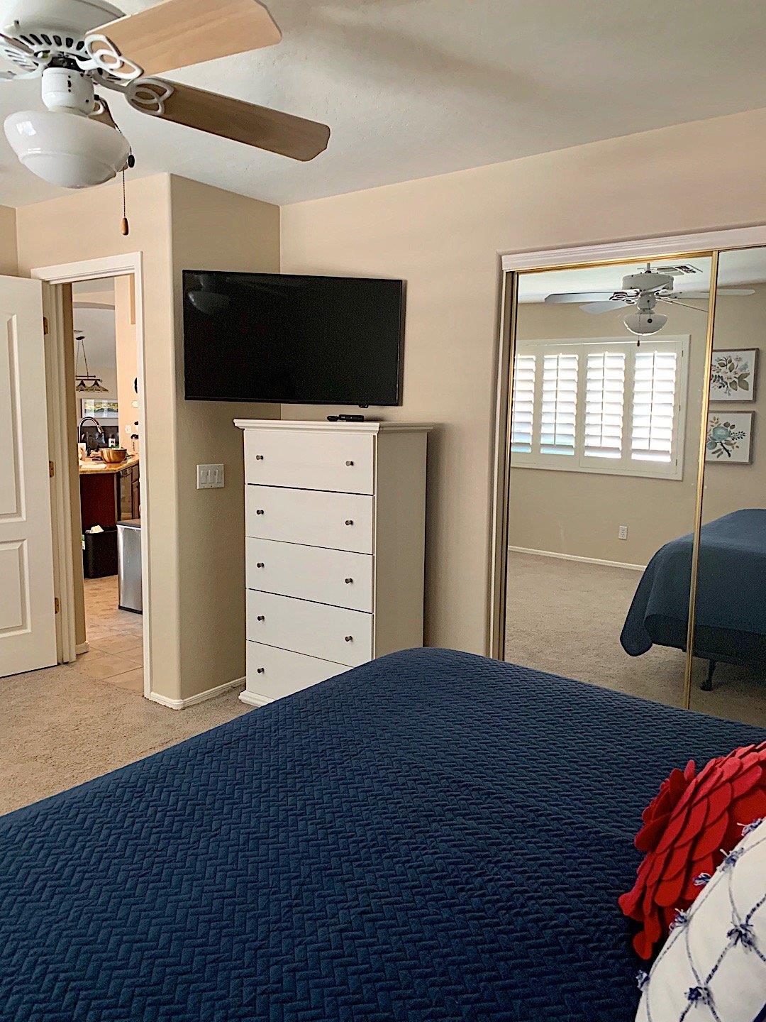 Guest bedroom  Flat screen TV with cable