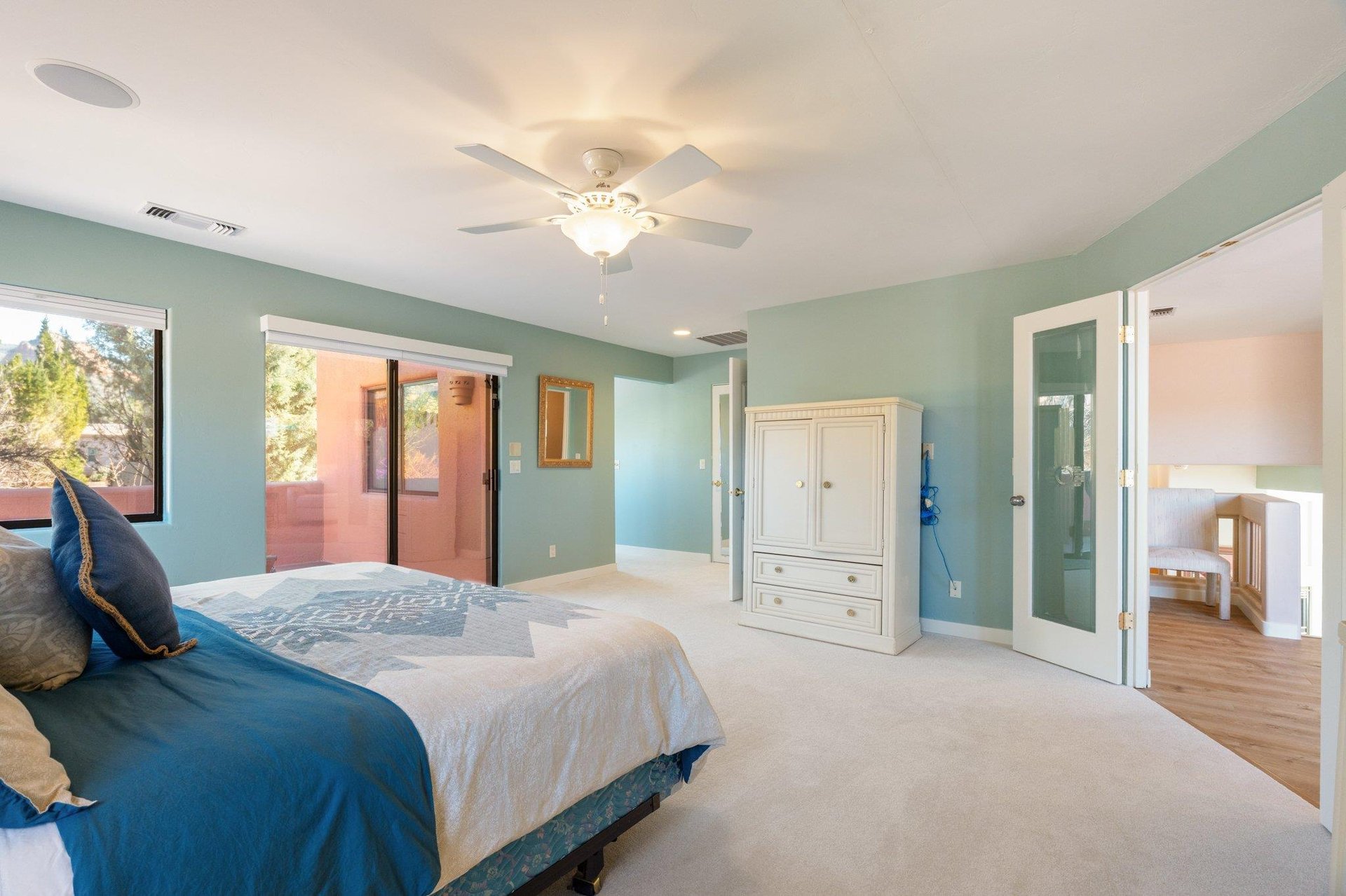 Master Bedroom With Upper Deck And Access To Spa Down Below Via Stairs