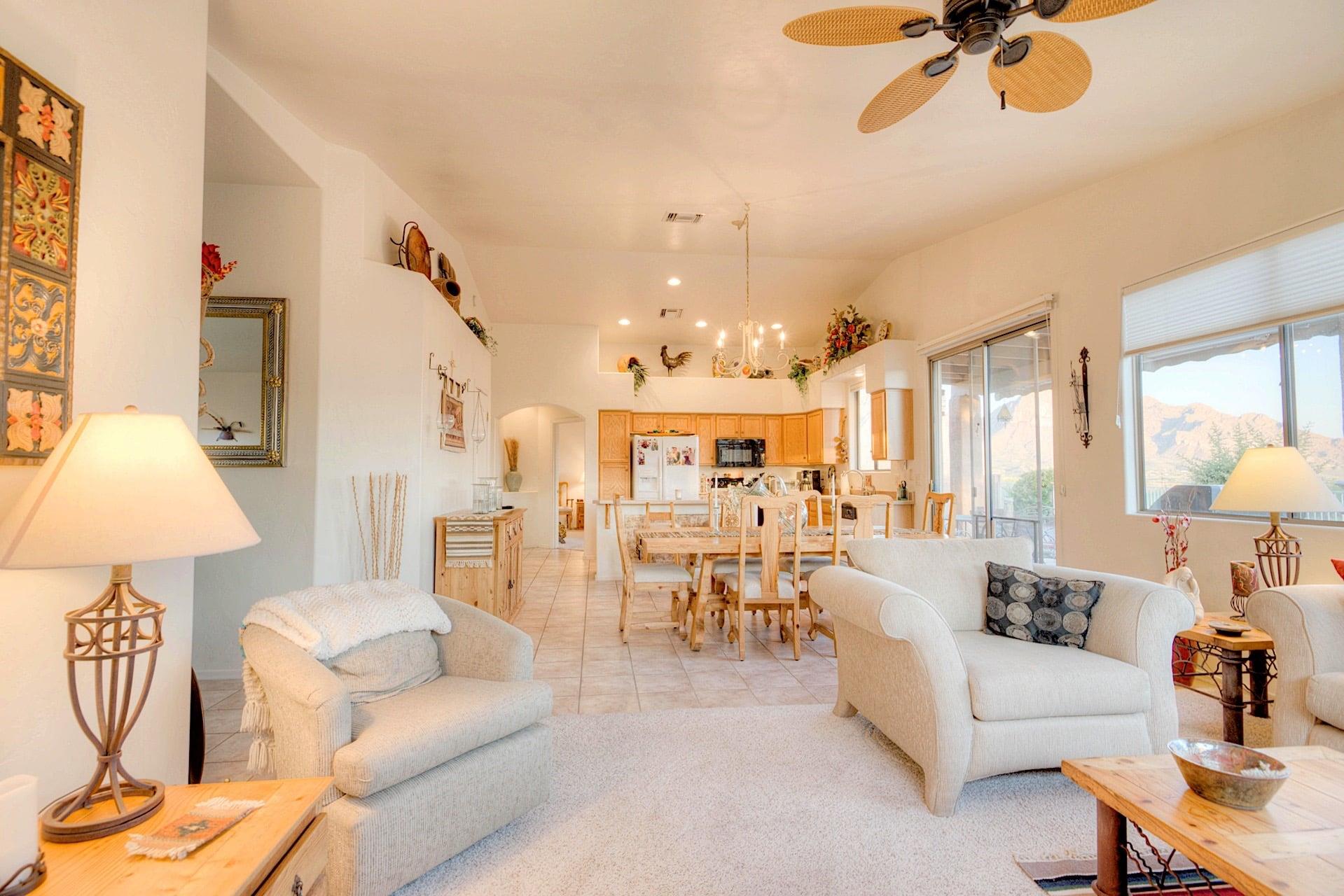 Open to family room for easy entertainment