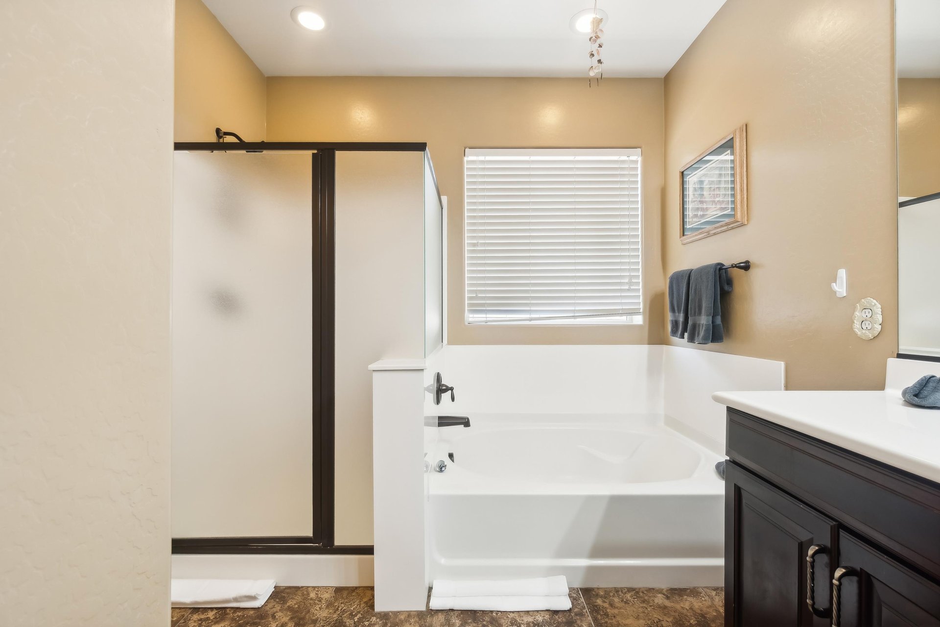 Soaker tub and stand alone shower