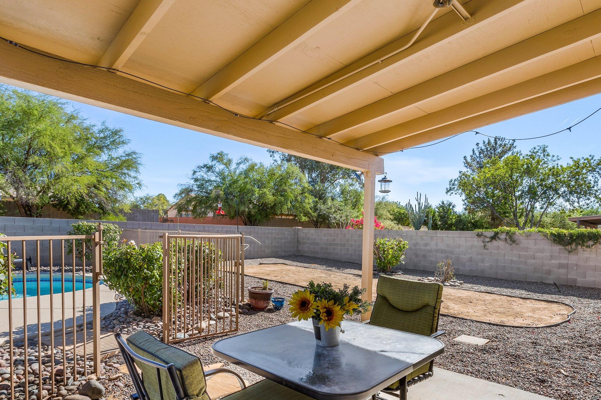 Patio seating with misters for the hotter months