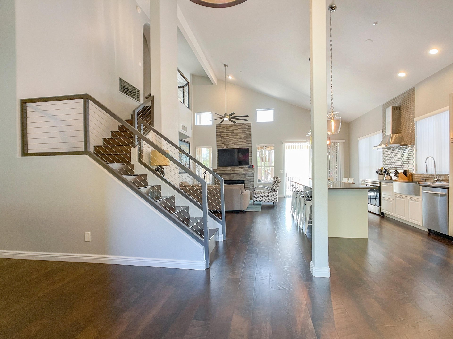 Sky high ceilings and open floor plan