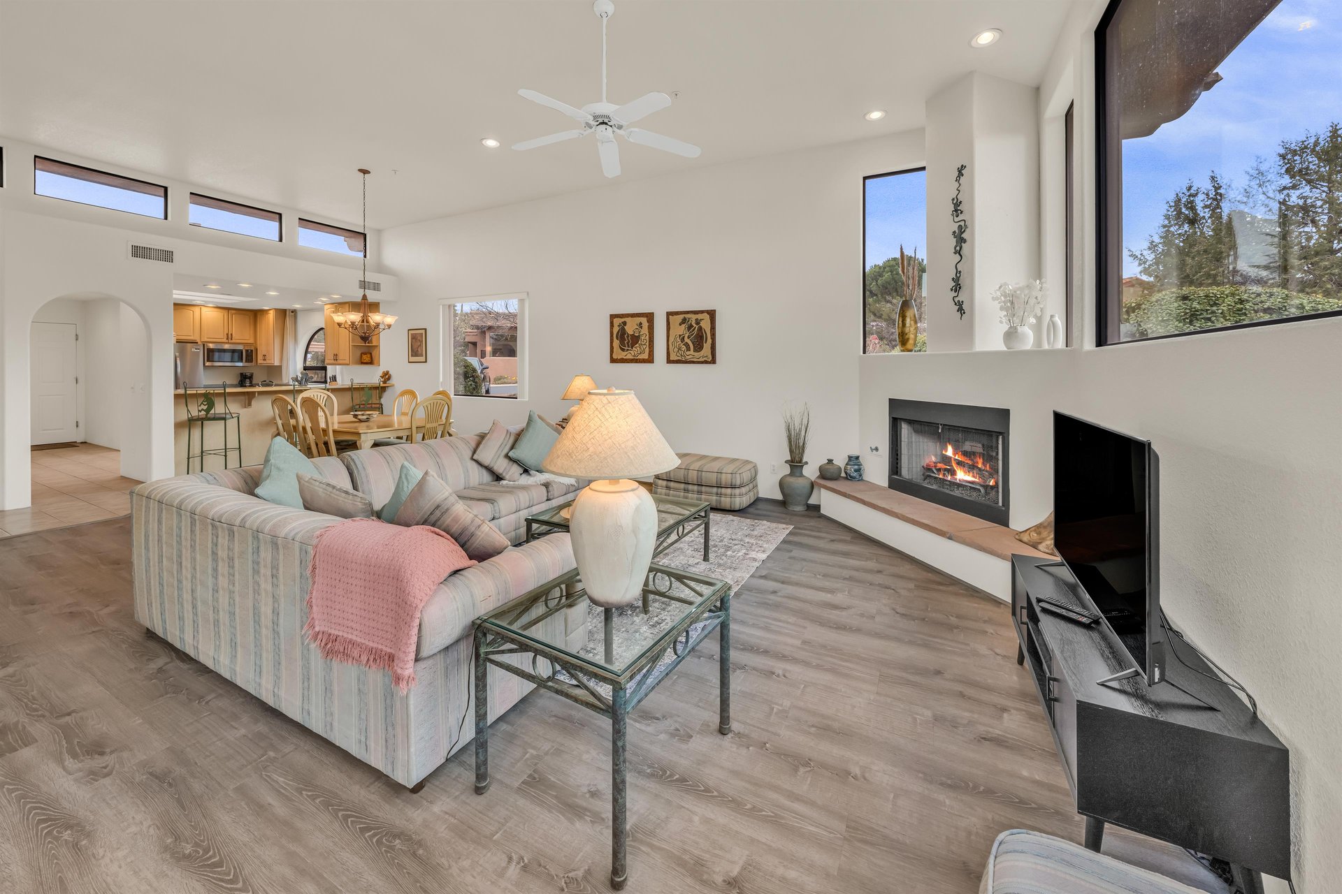 Living Room With New Smart TV And Cable