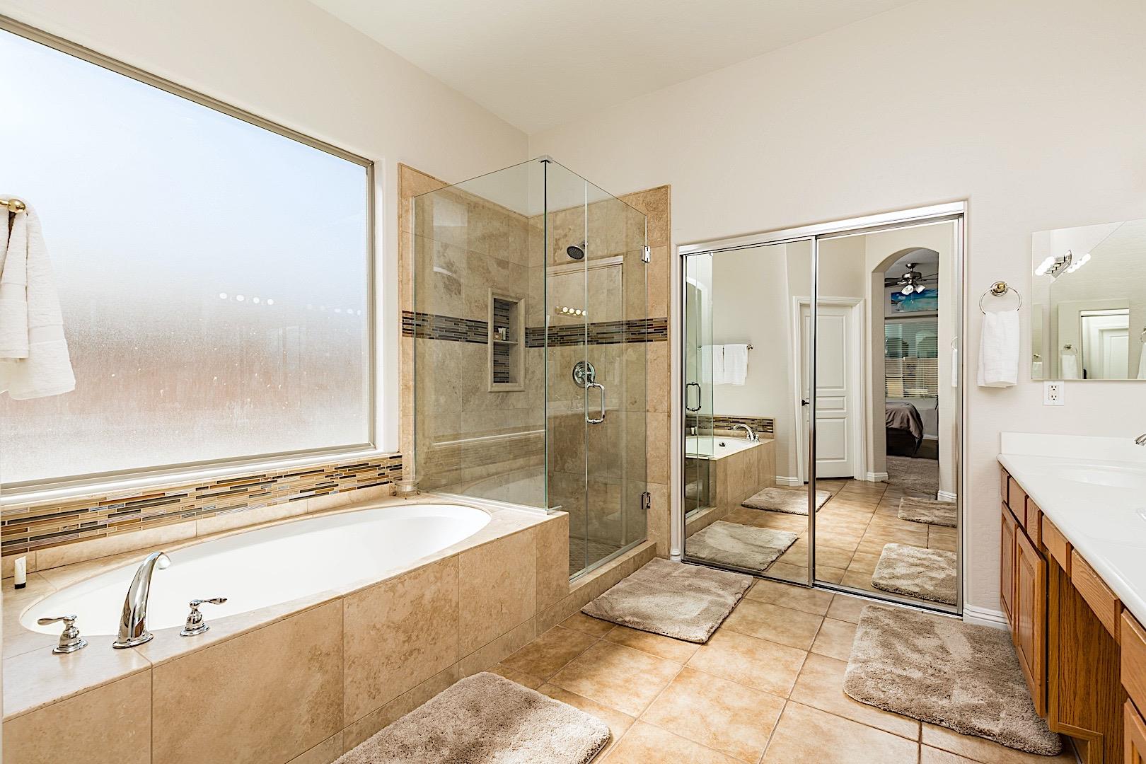 Master Bath  Soaking Tub  Shower