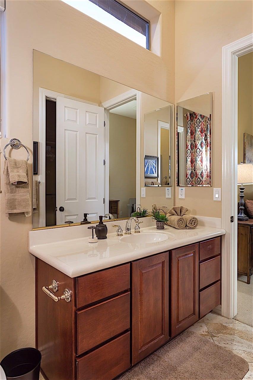 Lots of counter space in restrooms