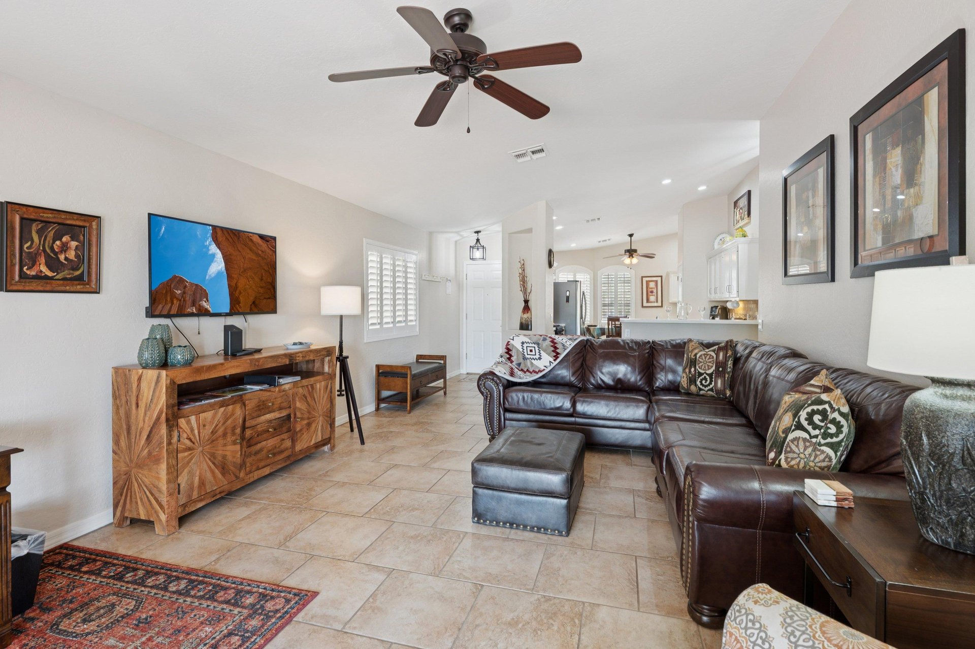 Open concept living room with seamless views from the kitchen. Stay connected while you cook