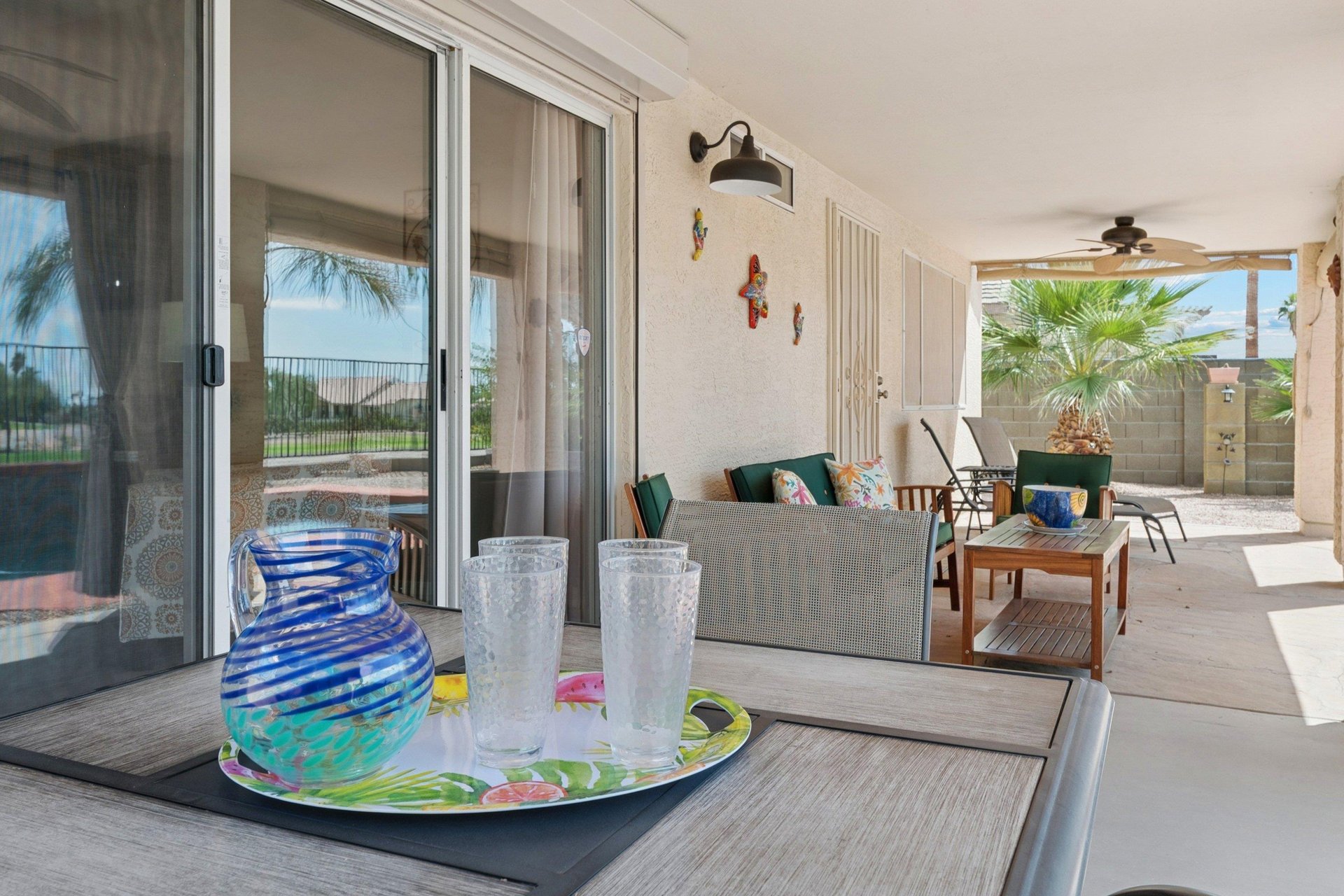 Inviting back patio perfect for enjoying drinks