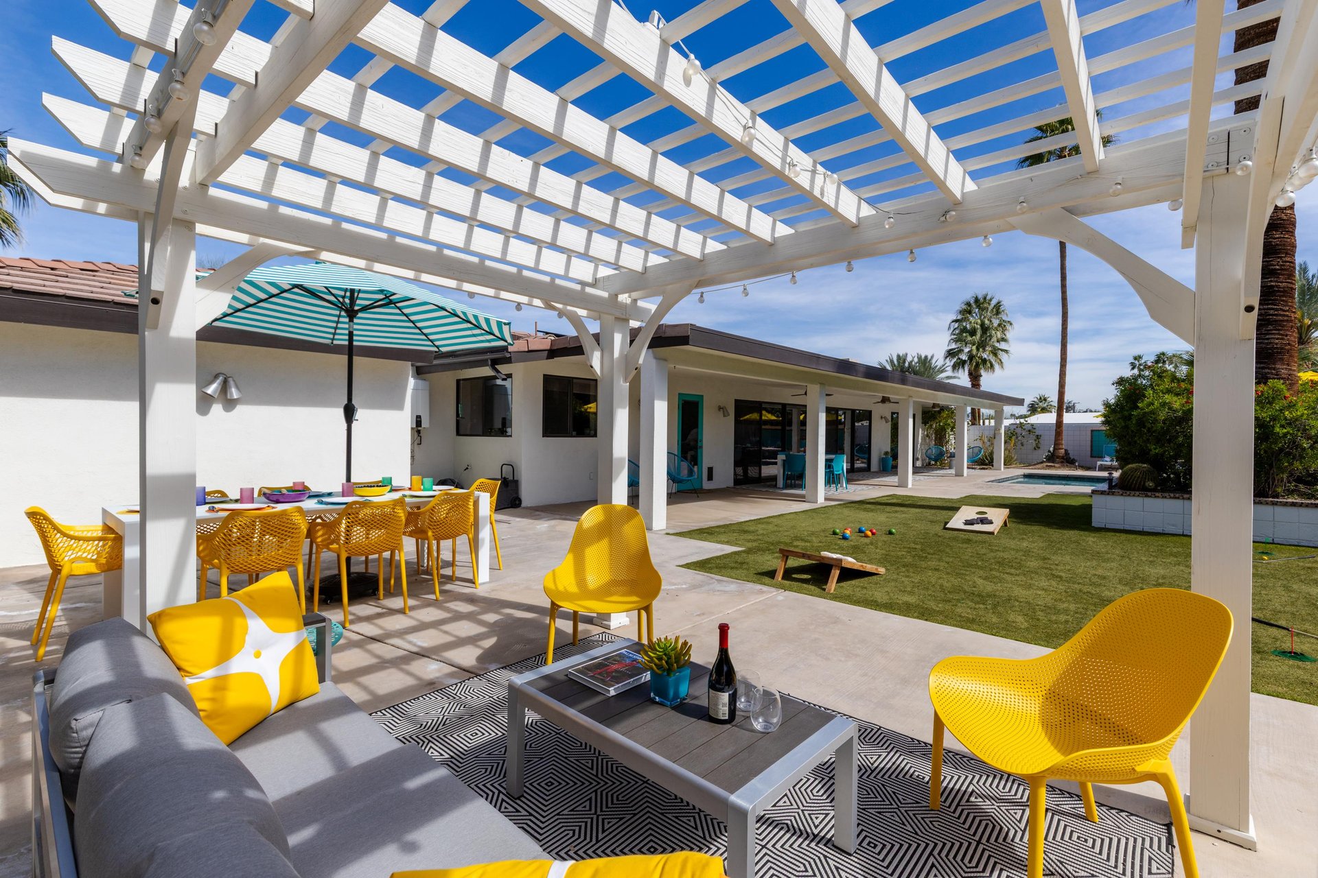 Enjoy the outdoor covered lounge area.