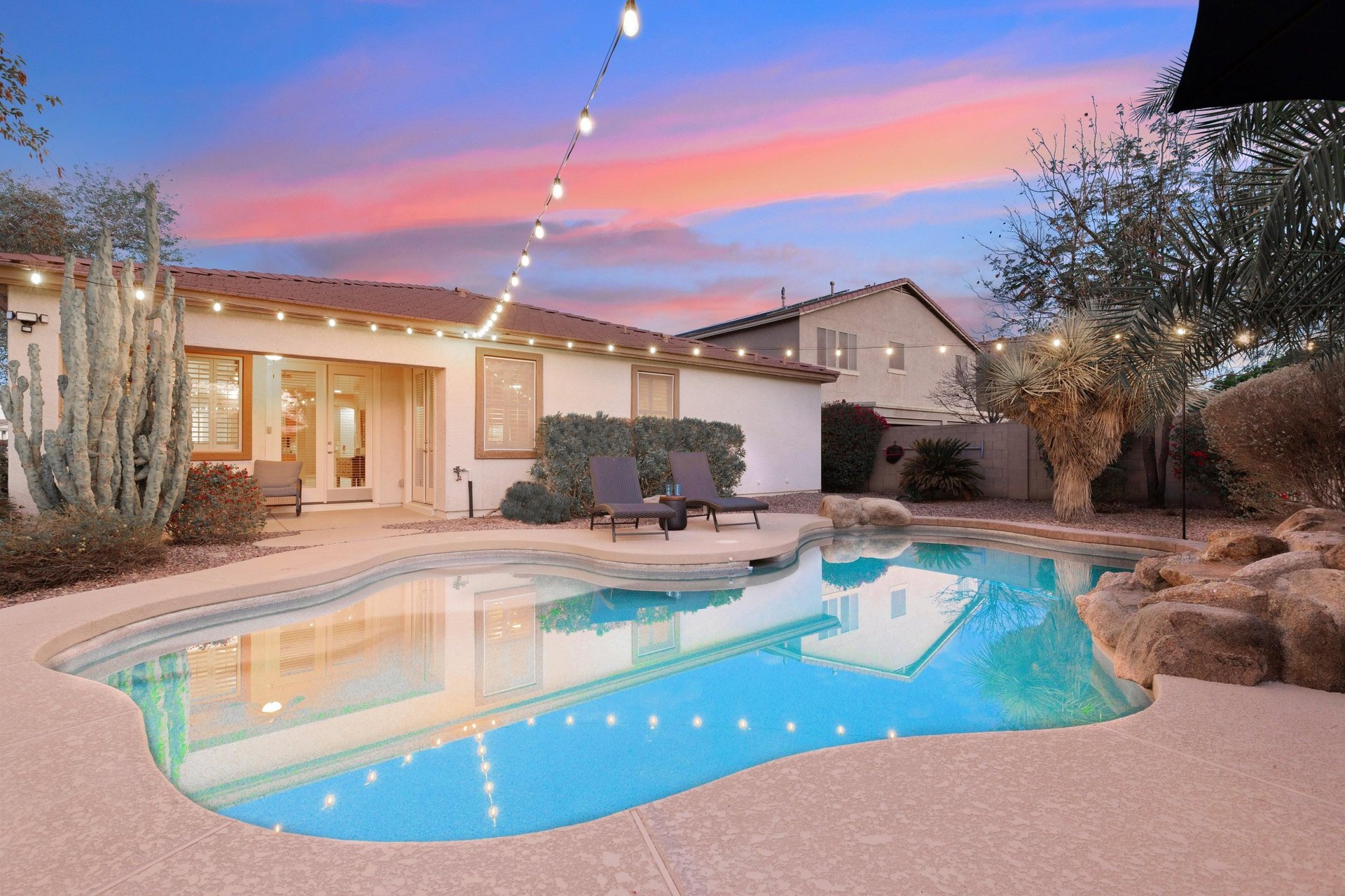 Backyard at sunset