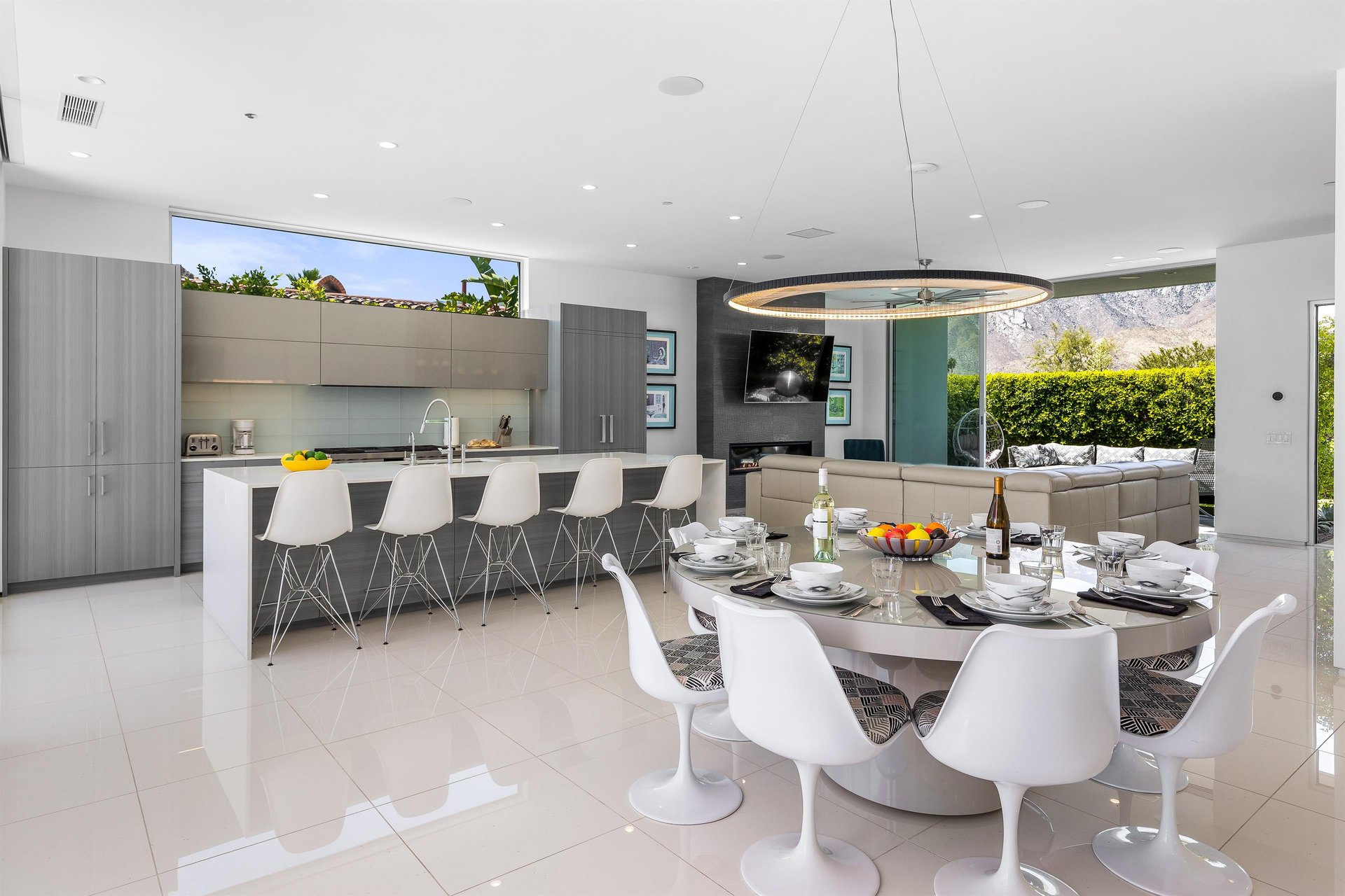 Spacious indoor dining