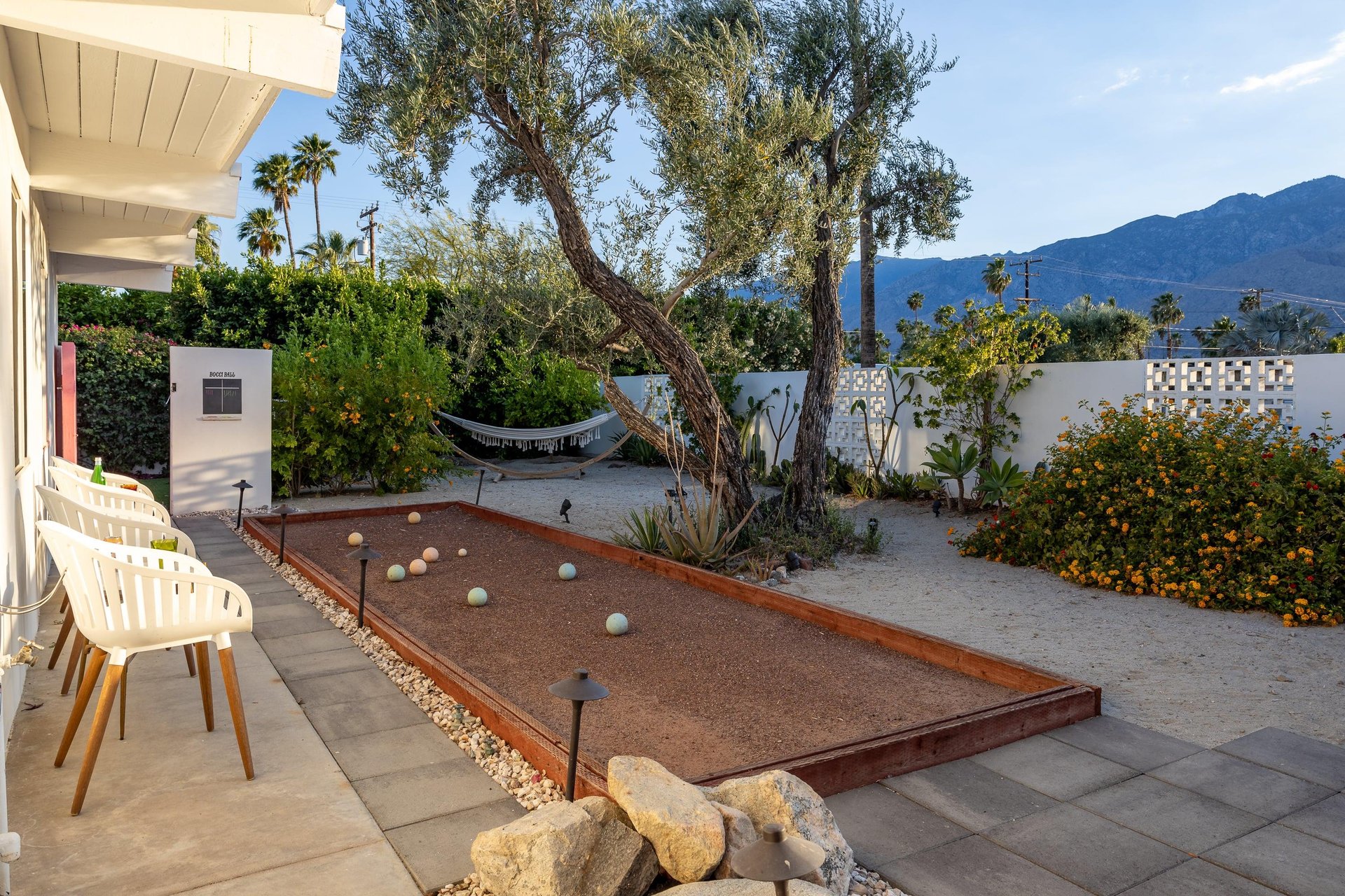 A bocce ball pit