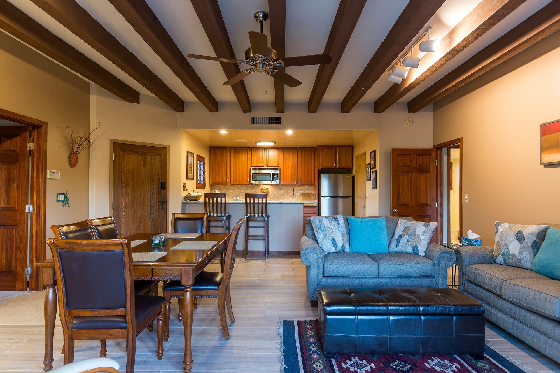 Just off of the living room and dining area is the kitchen.
