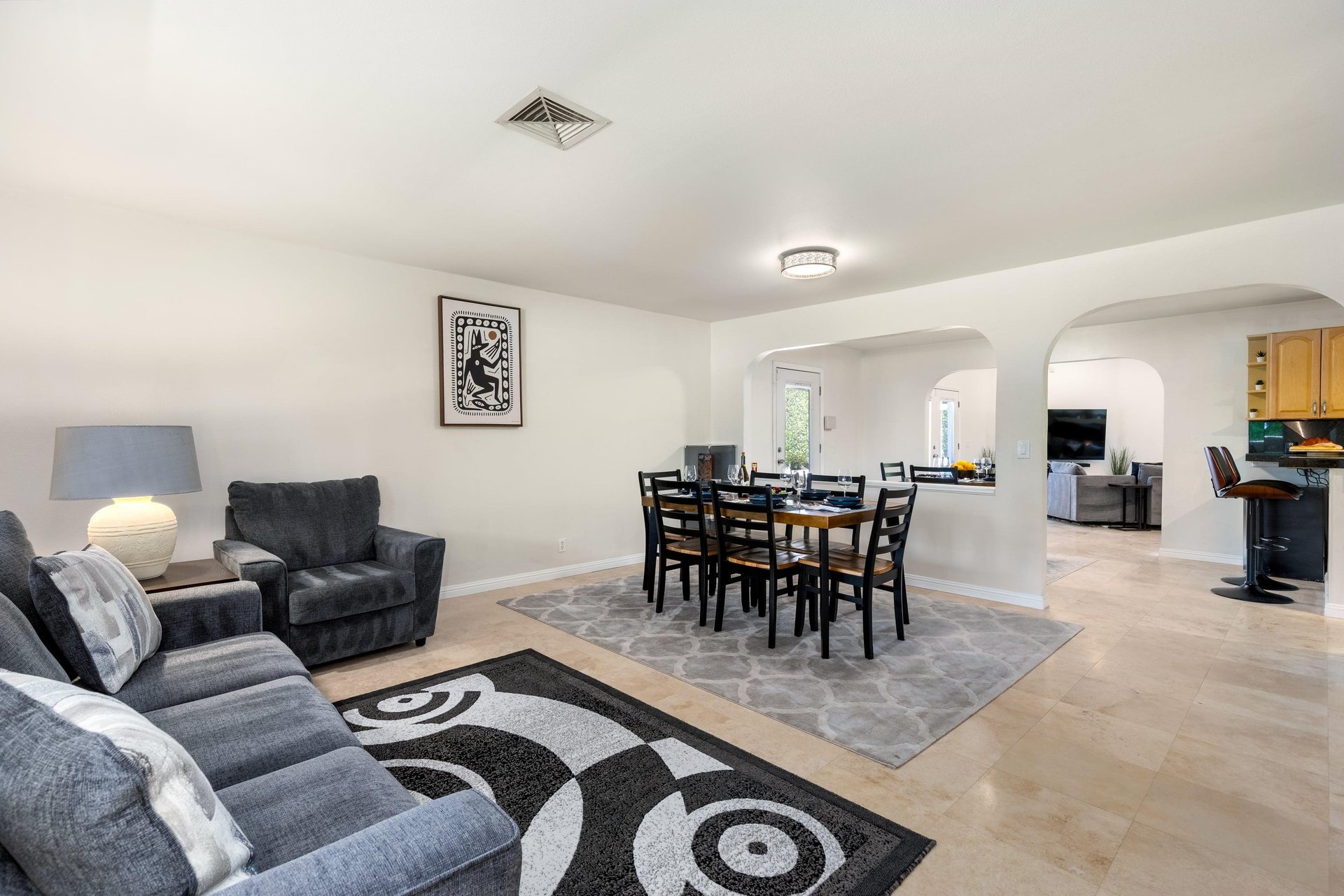 Modern spacious comfortable living and dining room