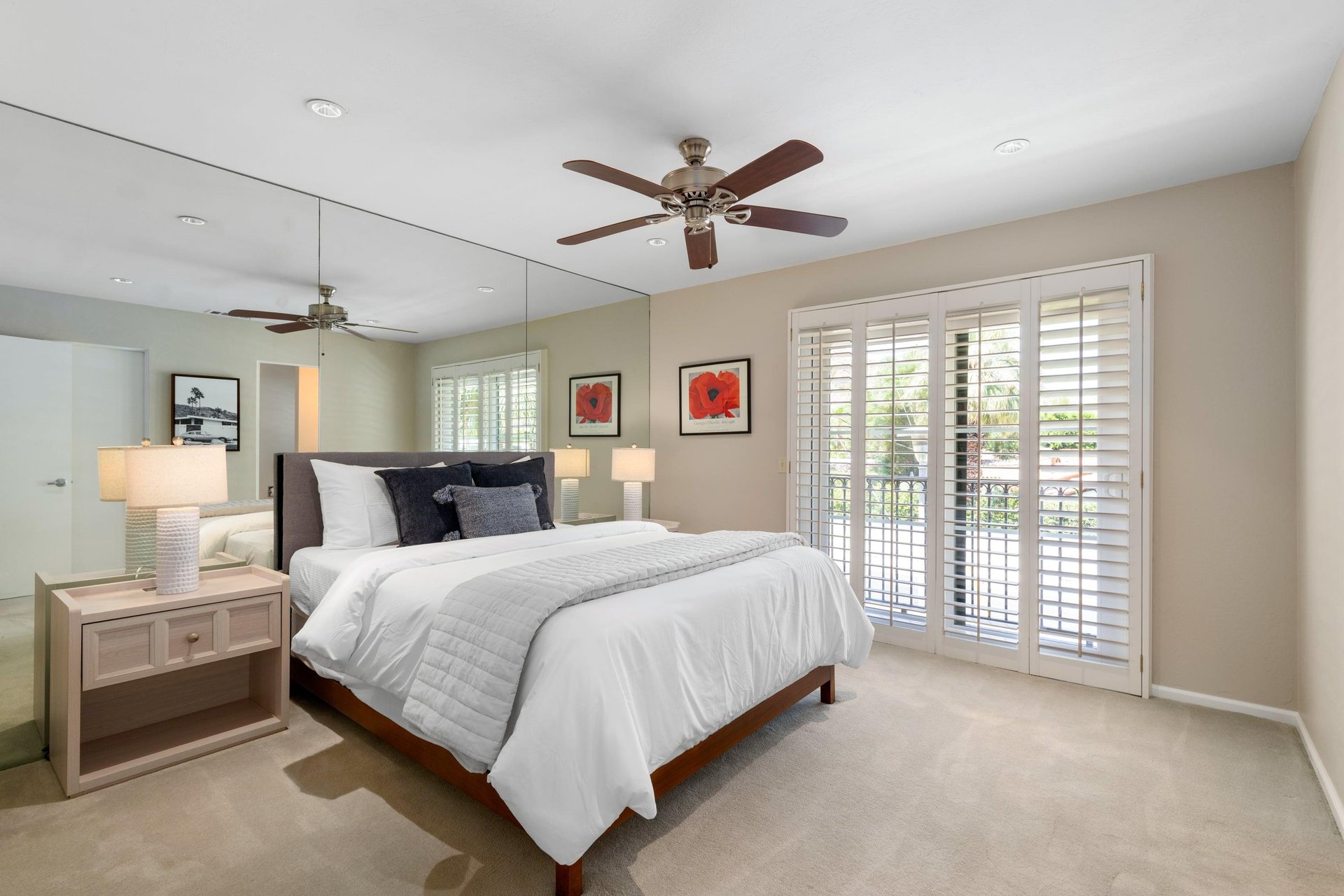 Guest bedroom with queen size bed and ensuite bathroom.
