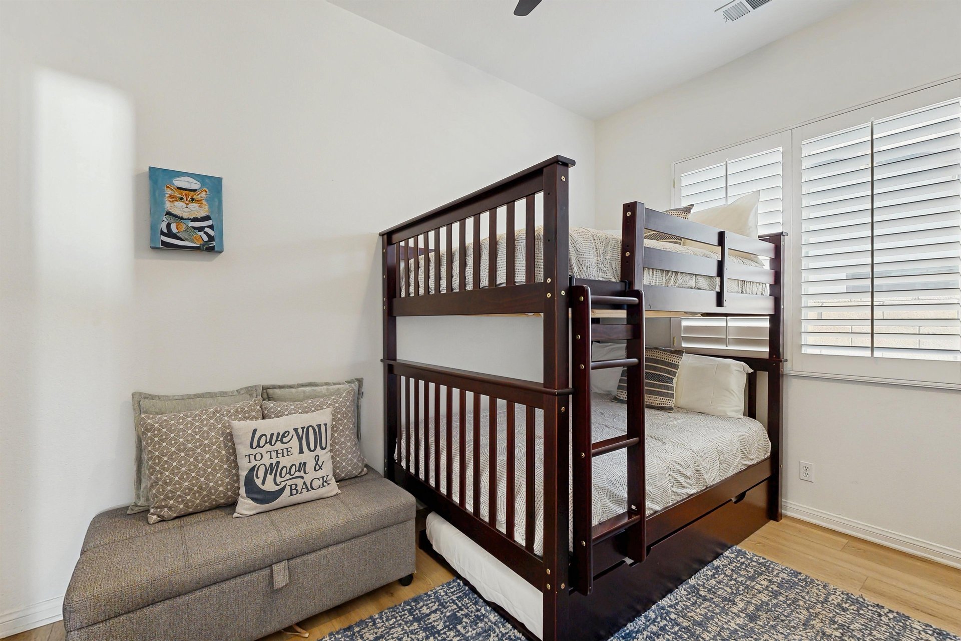 Twin bunk beds with twin trundle bed.