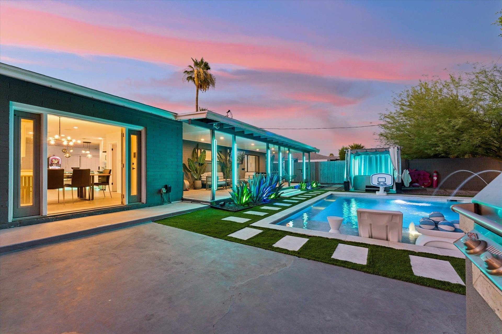 Additional views of the pool, hot tub, and outdoor area.