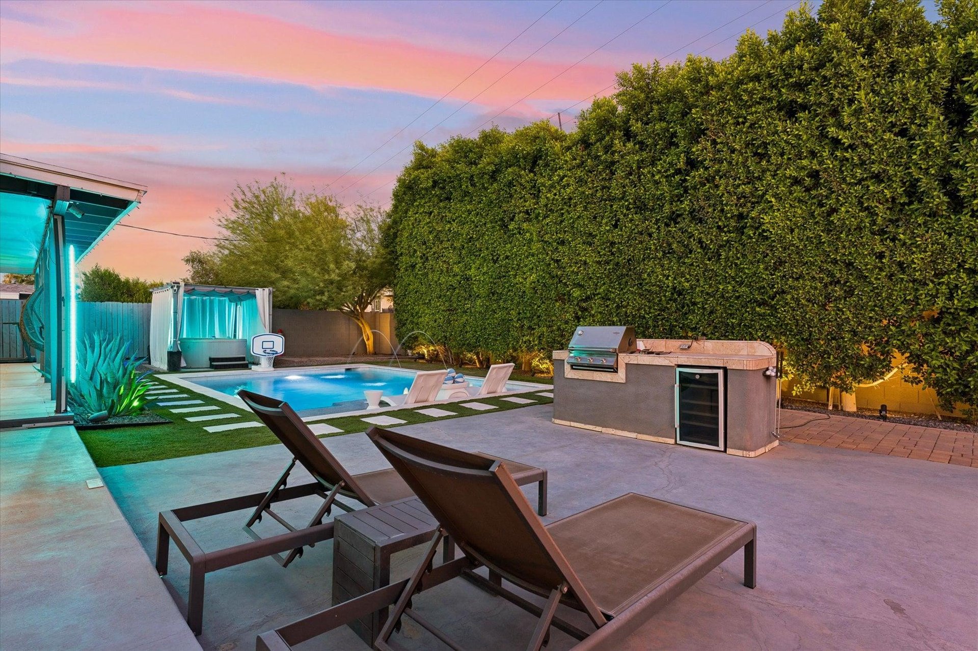 BBQ grill and additional lounge chairs
