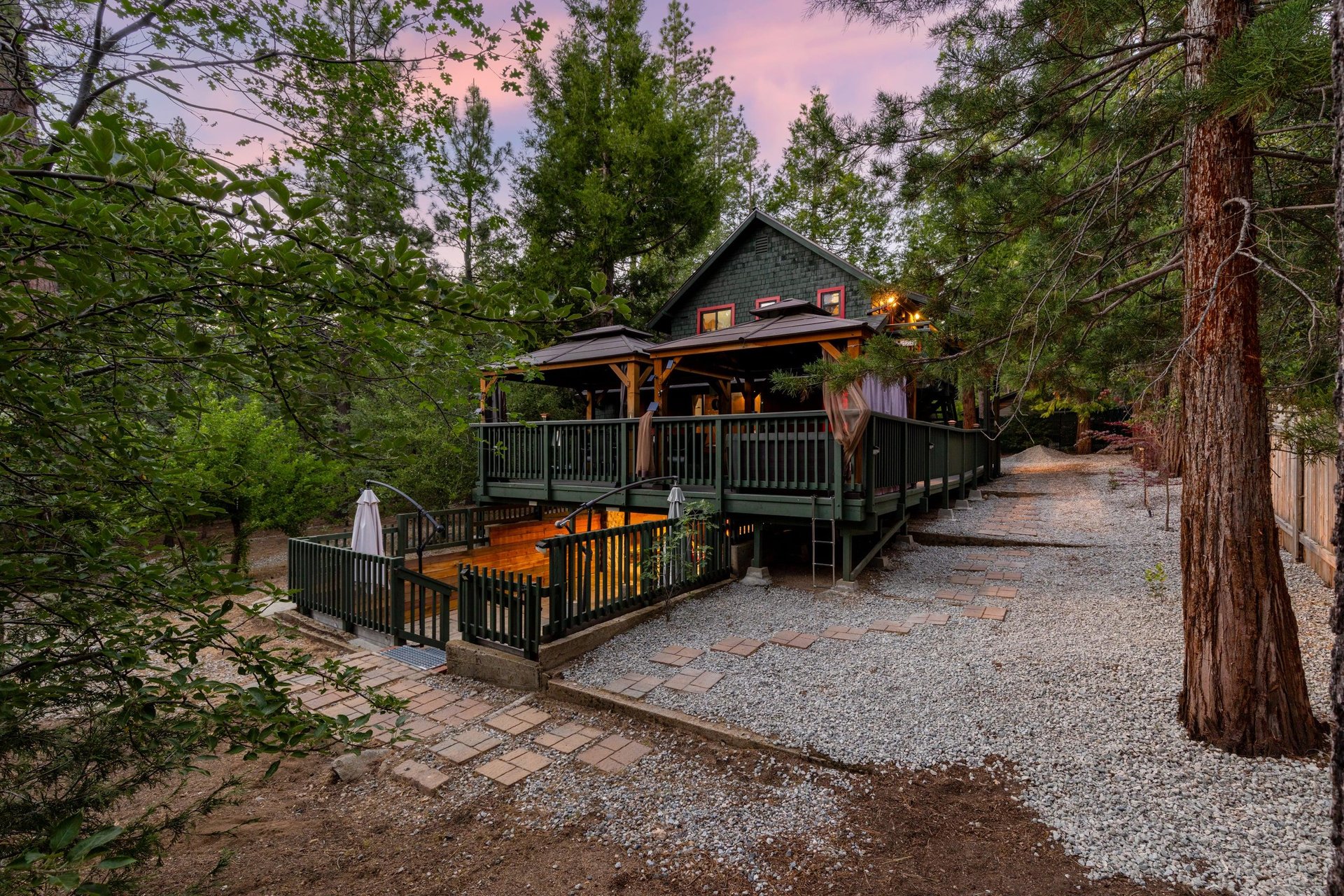 A 2 bedroom, 2 bathroom home featuring a private hot tub, foosball, spacious deck, and 2 bedroom suites located in Idyllwild, CA.