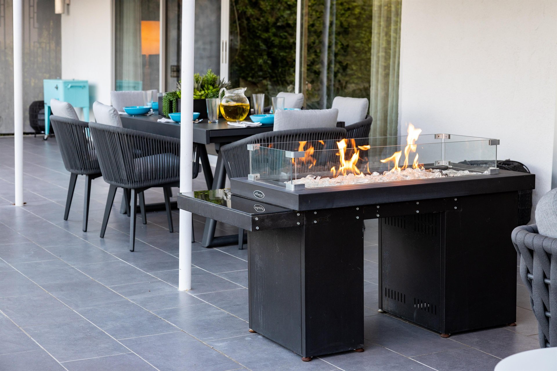 Lit Up Outdoor Stand Firepit