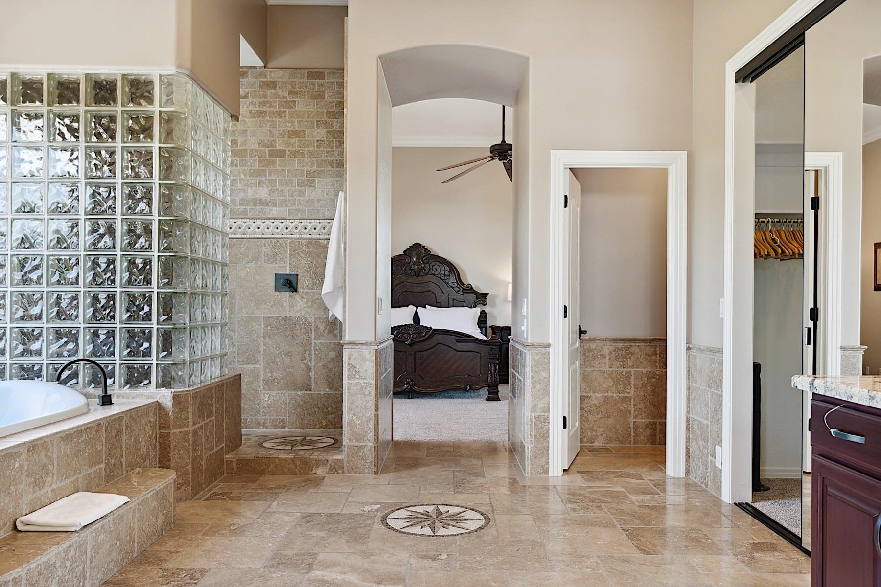 Large walkin shower and two walkin closets