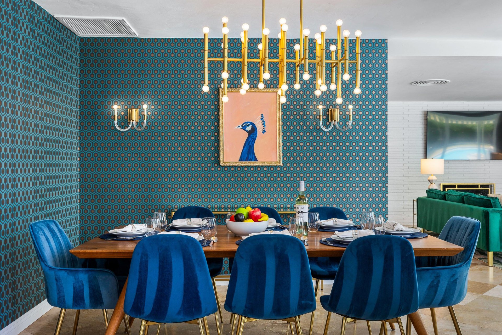 Indoor dining table for eight