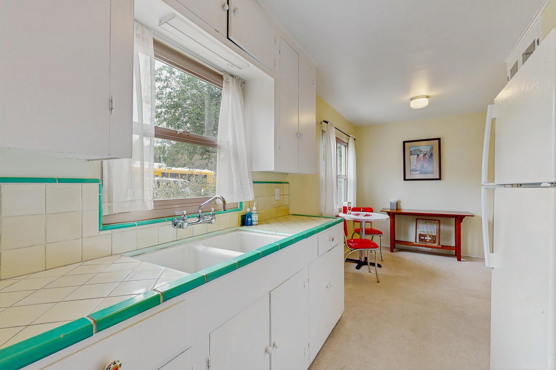 Kitchen area with cooking essentials.