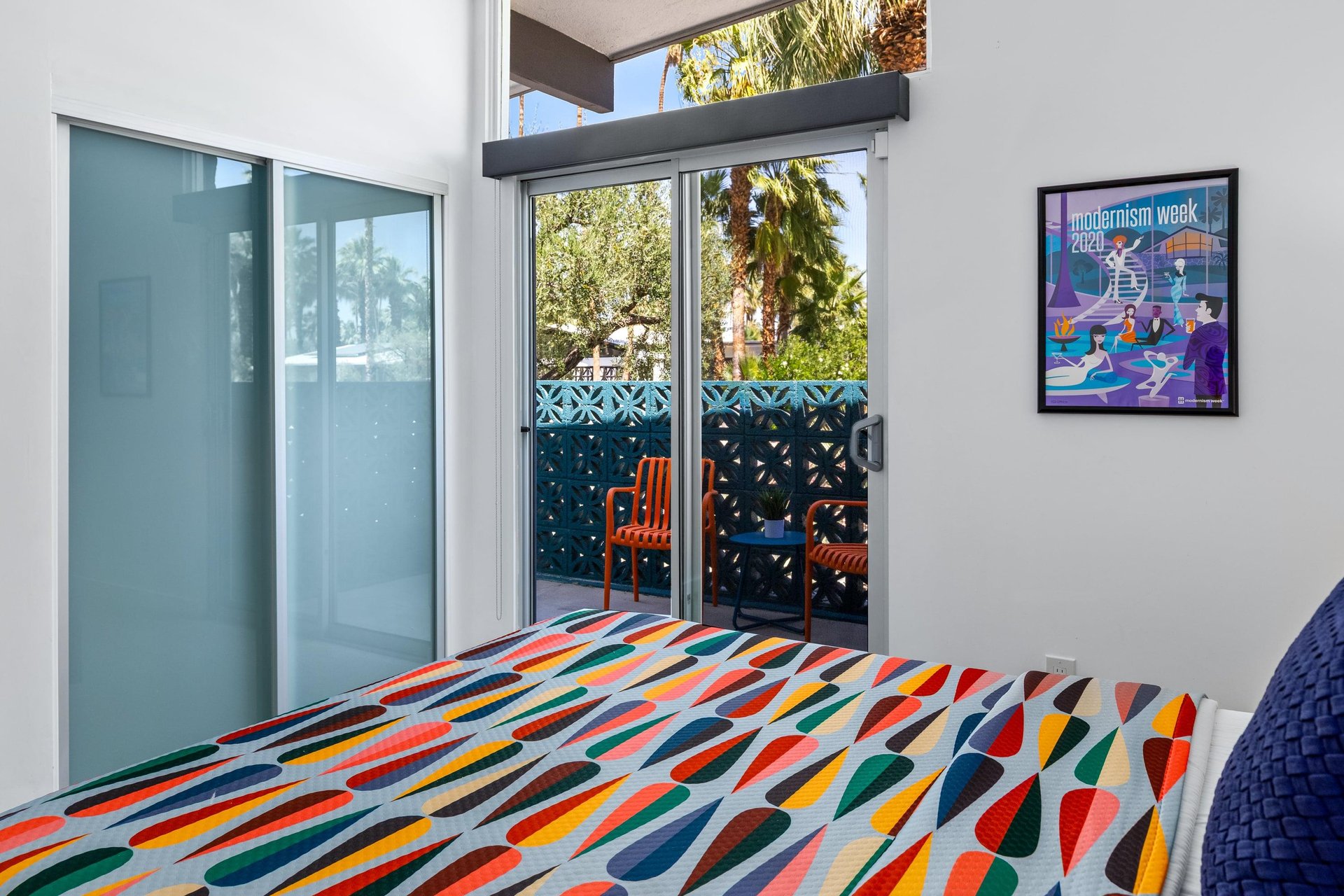 View of private patio and closet.