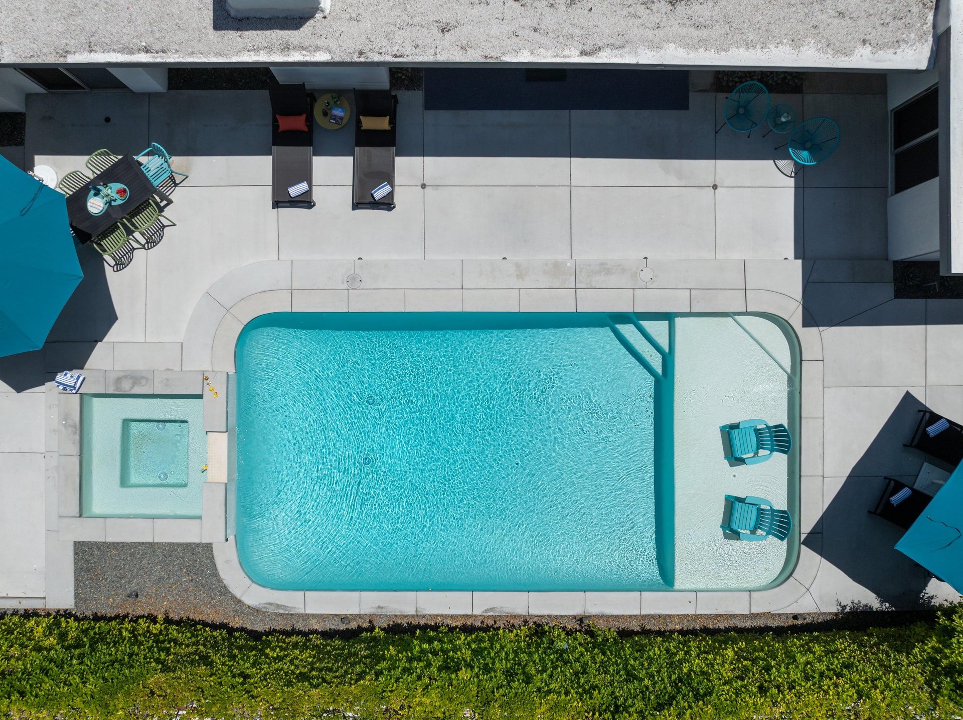 Aerial view of the backyard.