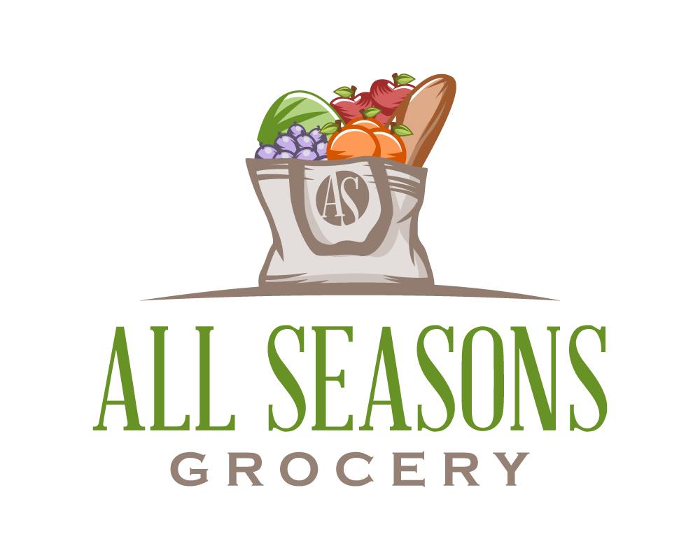 All Seasons Grocery logo with a bag full of produce and bread