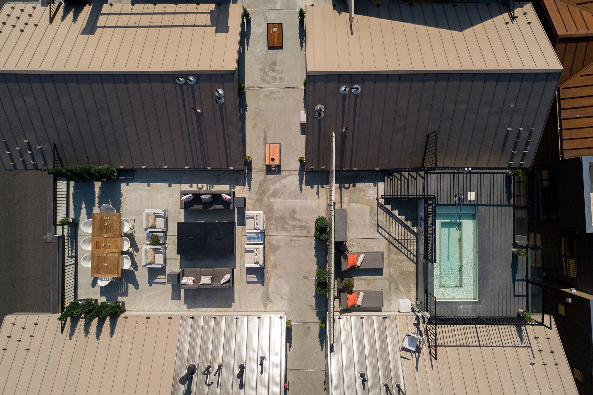 Aerial view of rooftop lounge